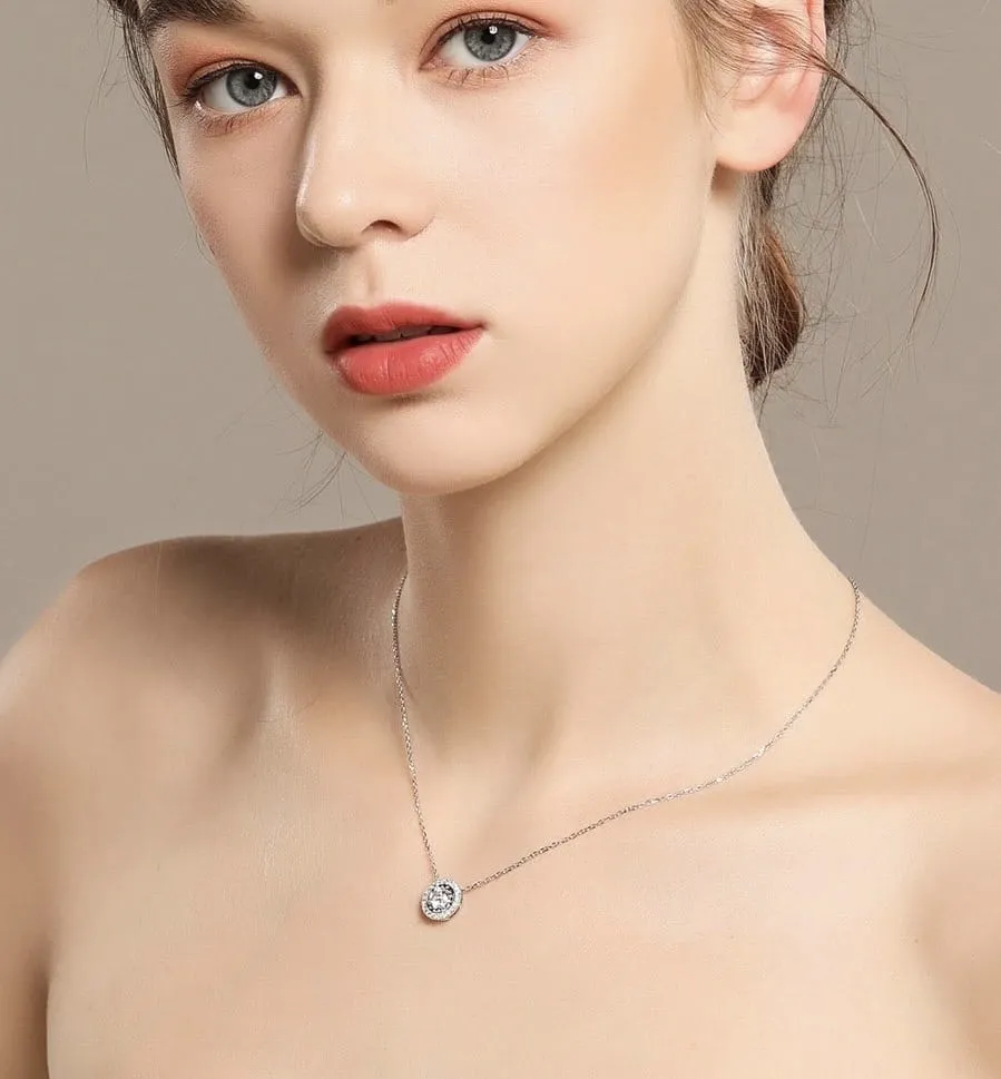 Collana Donna Catena Monocolore Ciondolo Cerchio Strass Gioiello