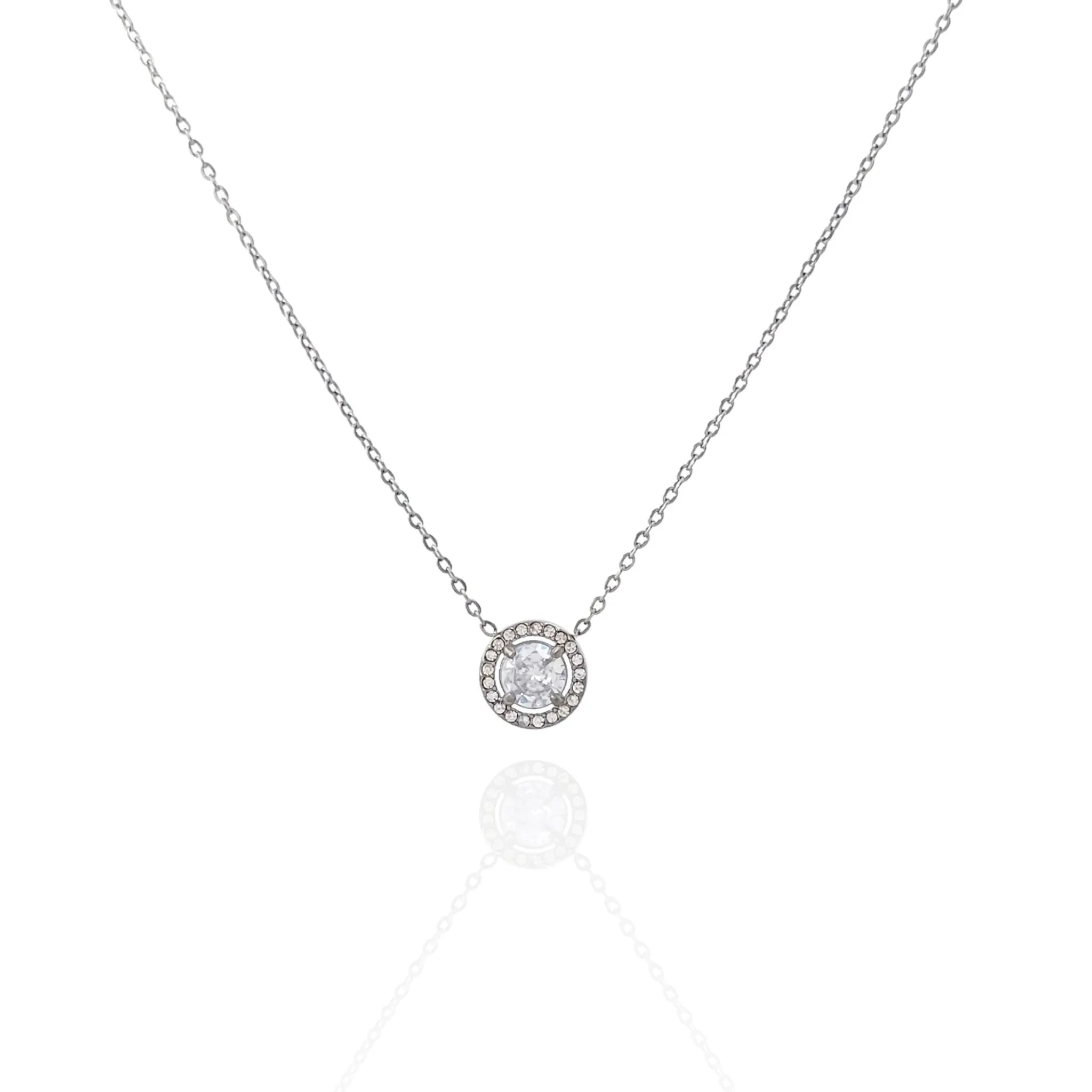 Collana Donna Catena Monocolore Ciondolo Cerchio Strass Gioiello