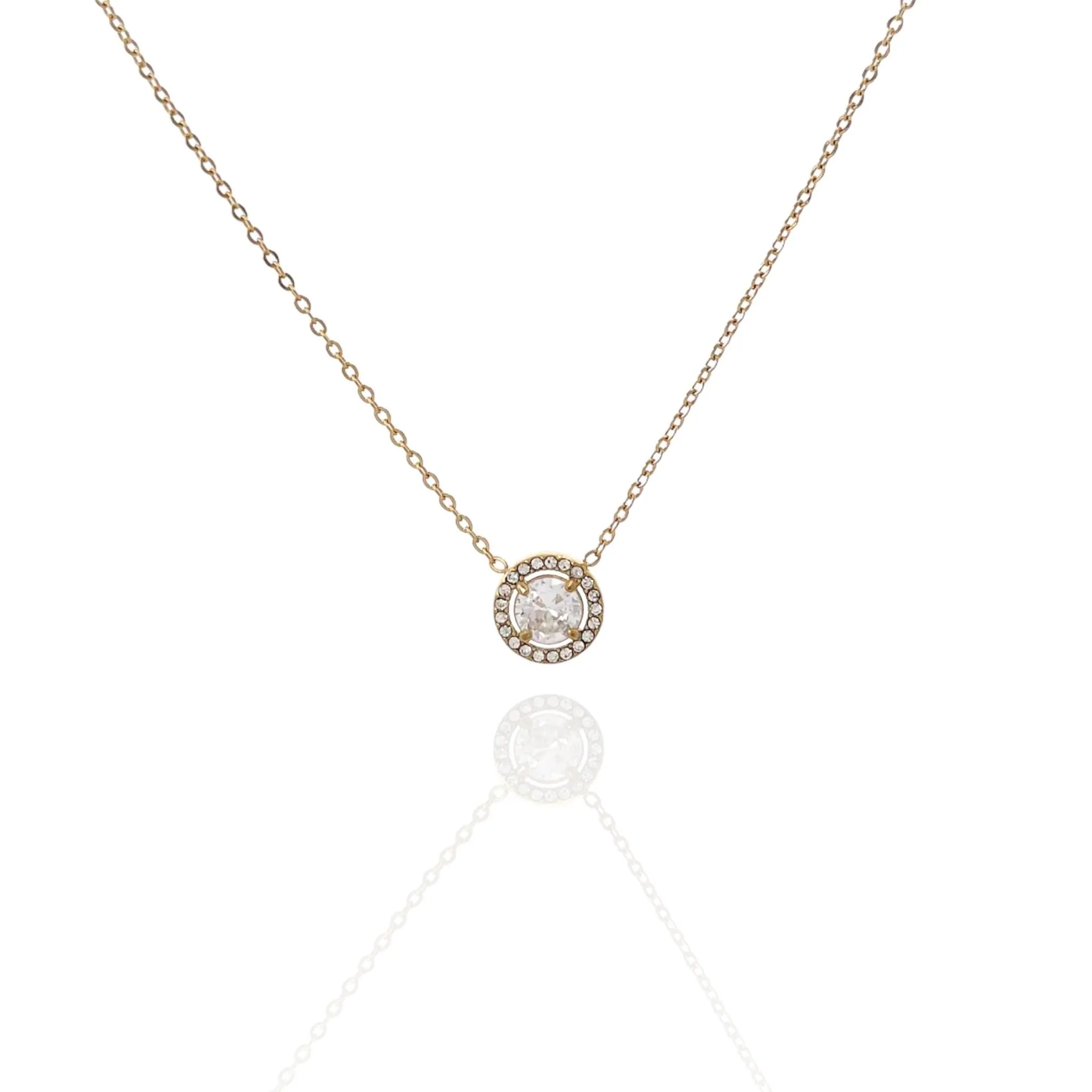 Collana Donna Catena Monocolore Ciondolo Cerchio Strass Gioiello