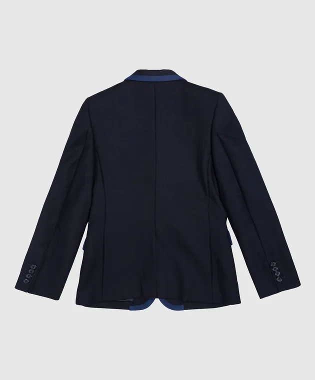 Dolce&Gabbana Blazer in lana celeste con patch logo L41J81G7NMP