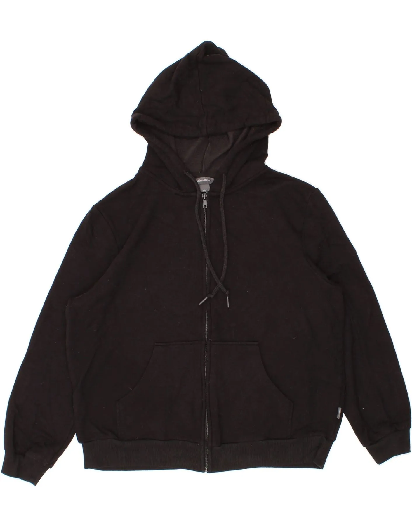 EDDIE BAUER Womens Zip Hoodie Sweater UK 16 Large Black Viscose