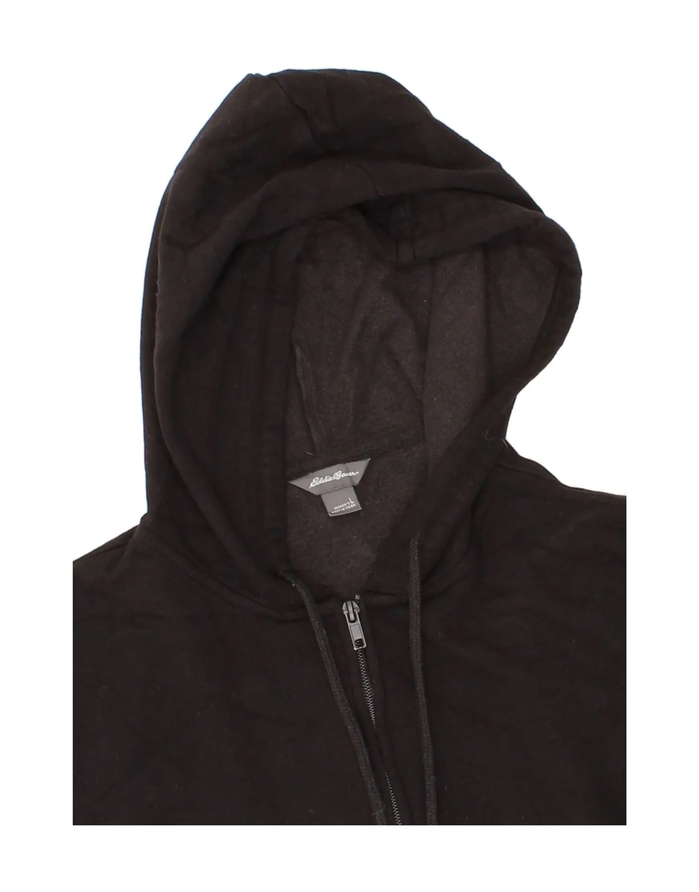 EDDIE BAUER Womens Zip Hoodie Sweater UK 16 Large Black Viscose