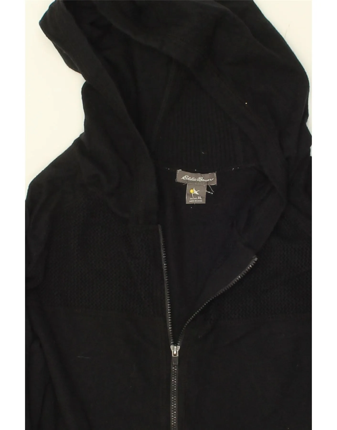 EDDIE BAUER Womens Zip Hoodie Sweater UK 18 XL Black Cotton