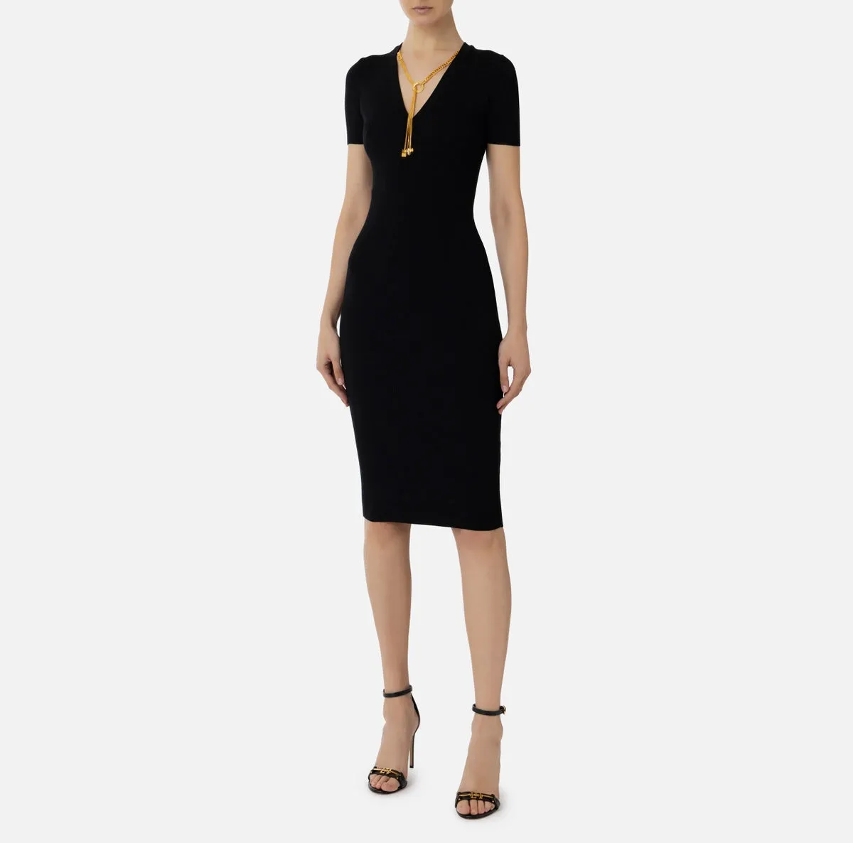 Elisabetta Franchi abito midi in viscosa a costine