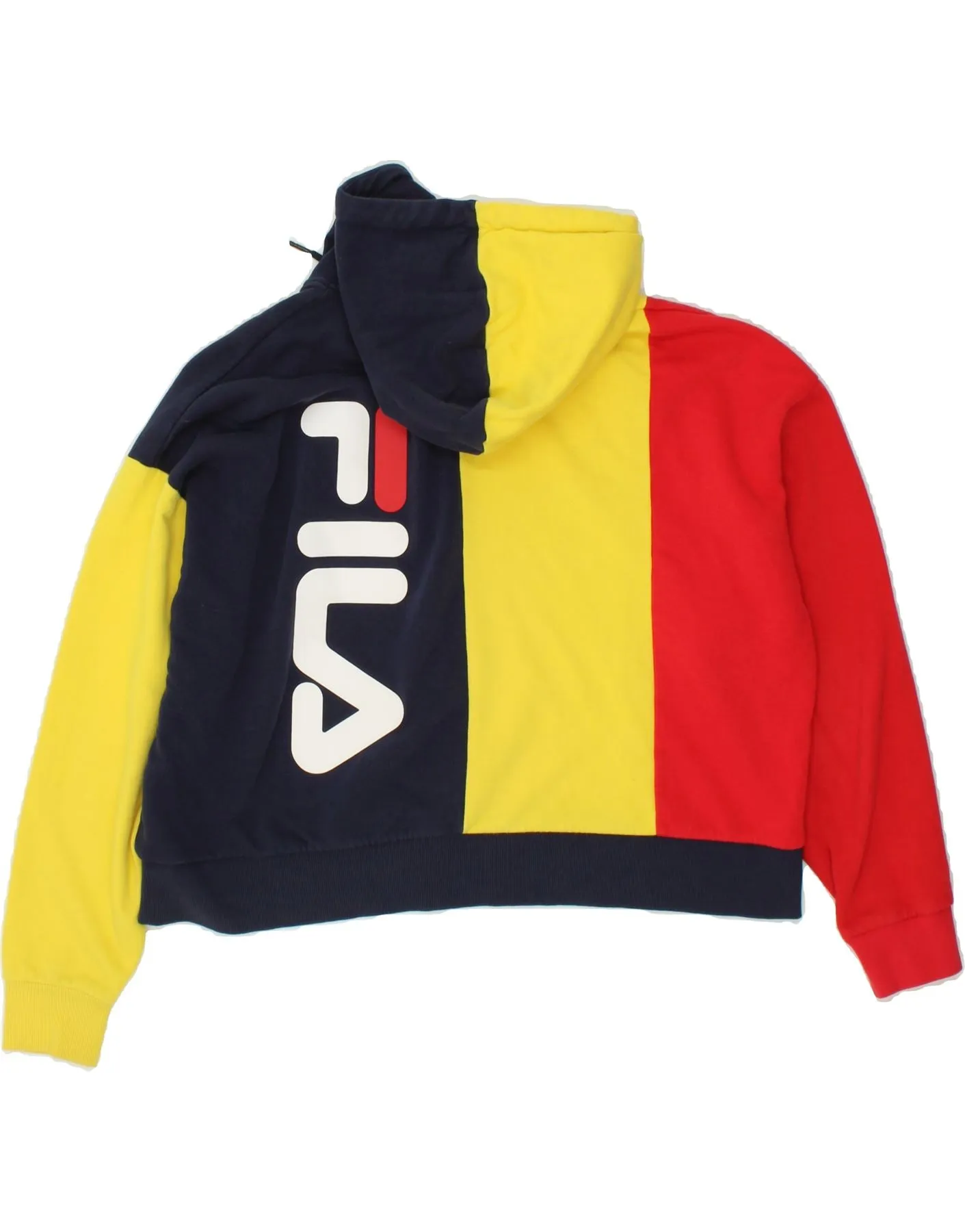 FILA Womens Oversized Crop Hoodie Jumper UK 14 Medium Multicoloured