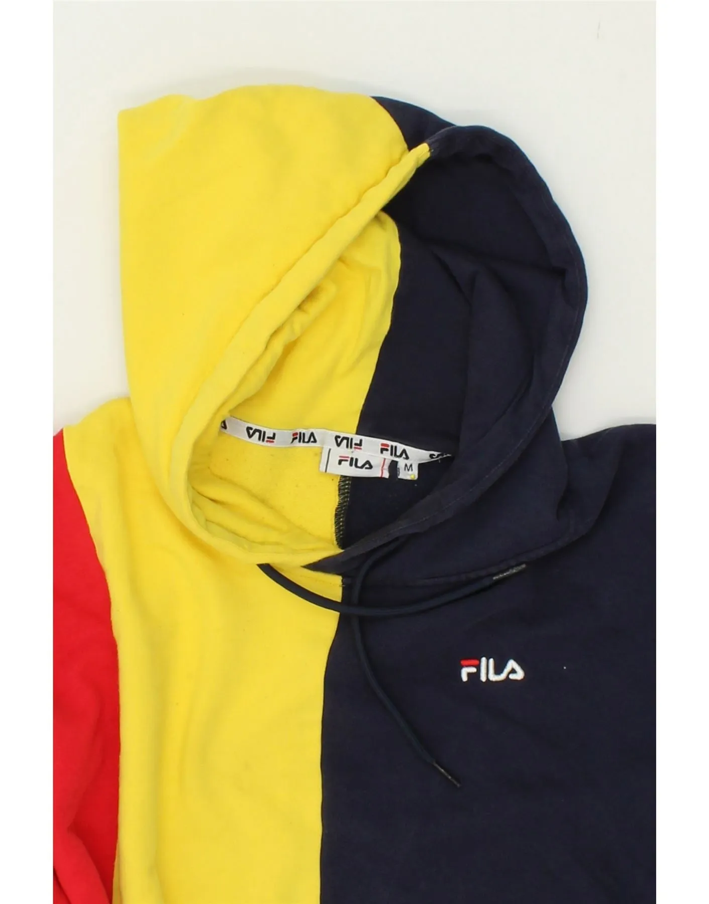 FILA Womens Oversized Crop Hoodie Jumper UK 14 Medium Multicoloured