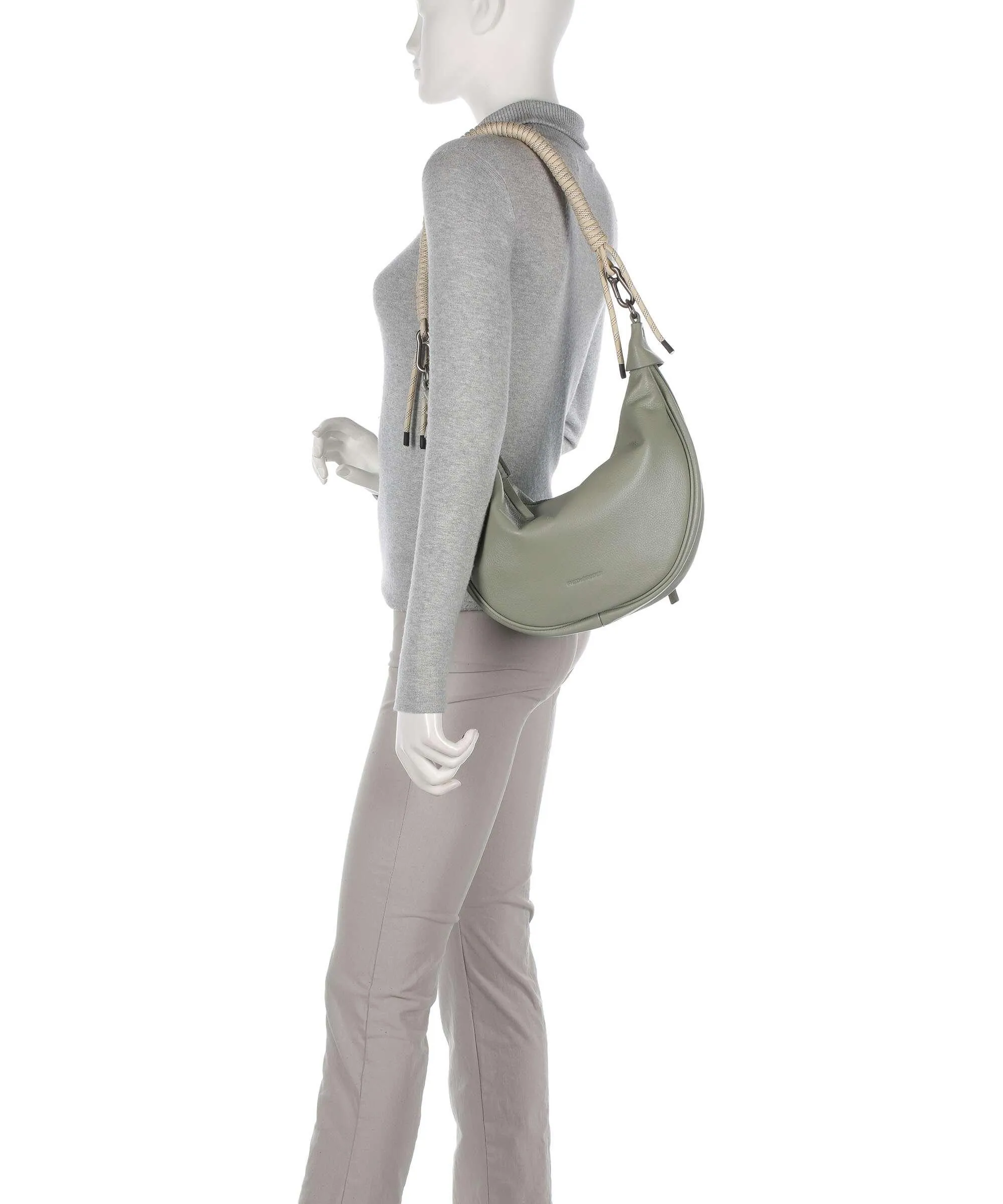  FredsBruder Nea Borsa hobo pelle granulata grigio-verde  