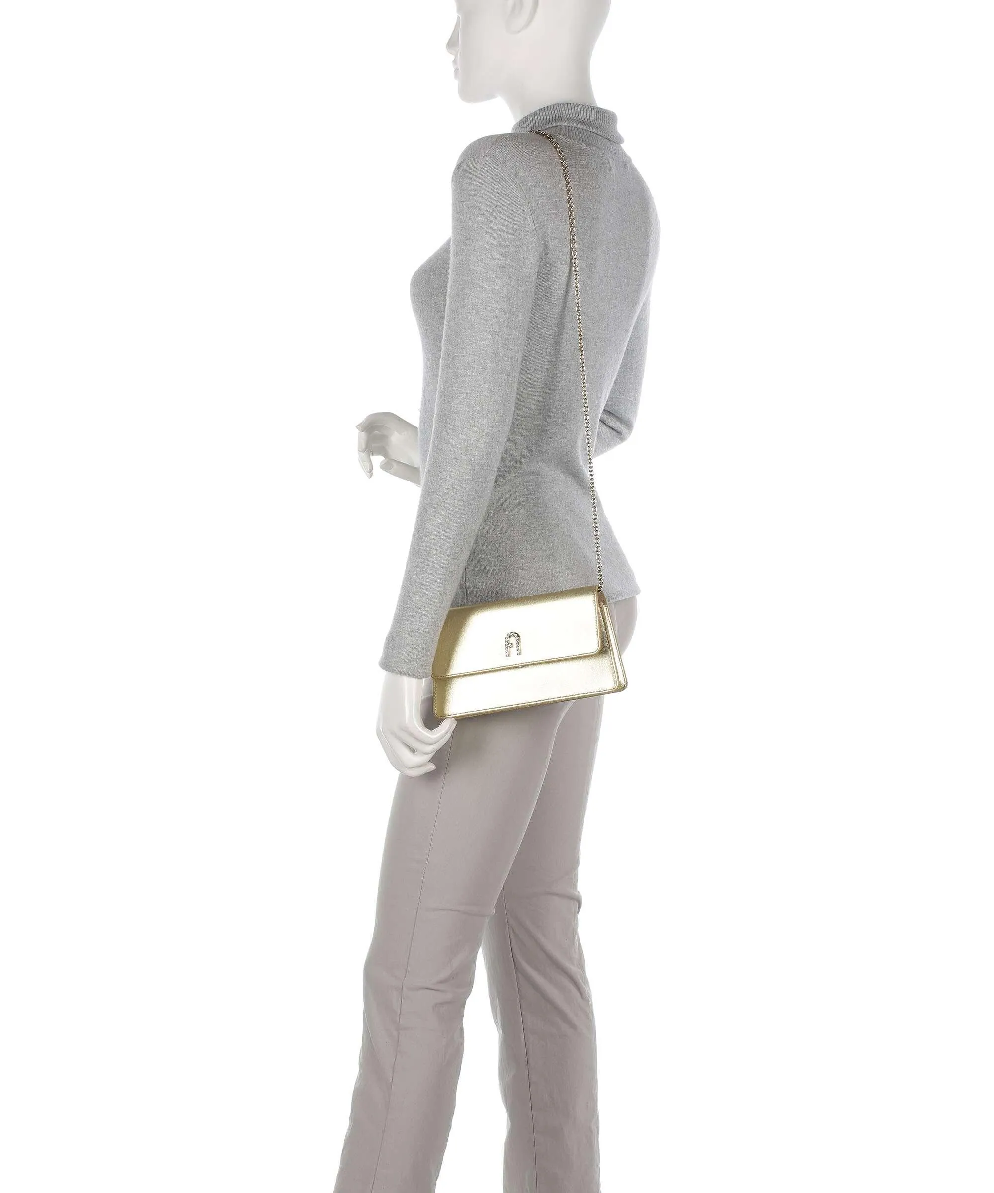  Furla Diamante Mini Borsa a tracolla pelle a grana fine oro  