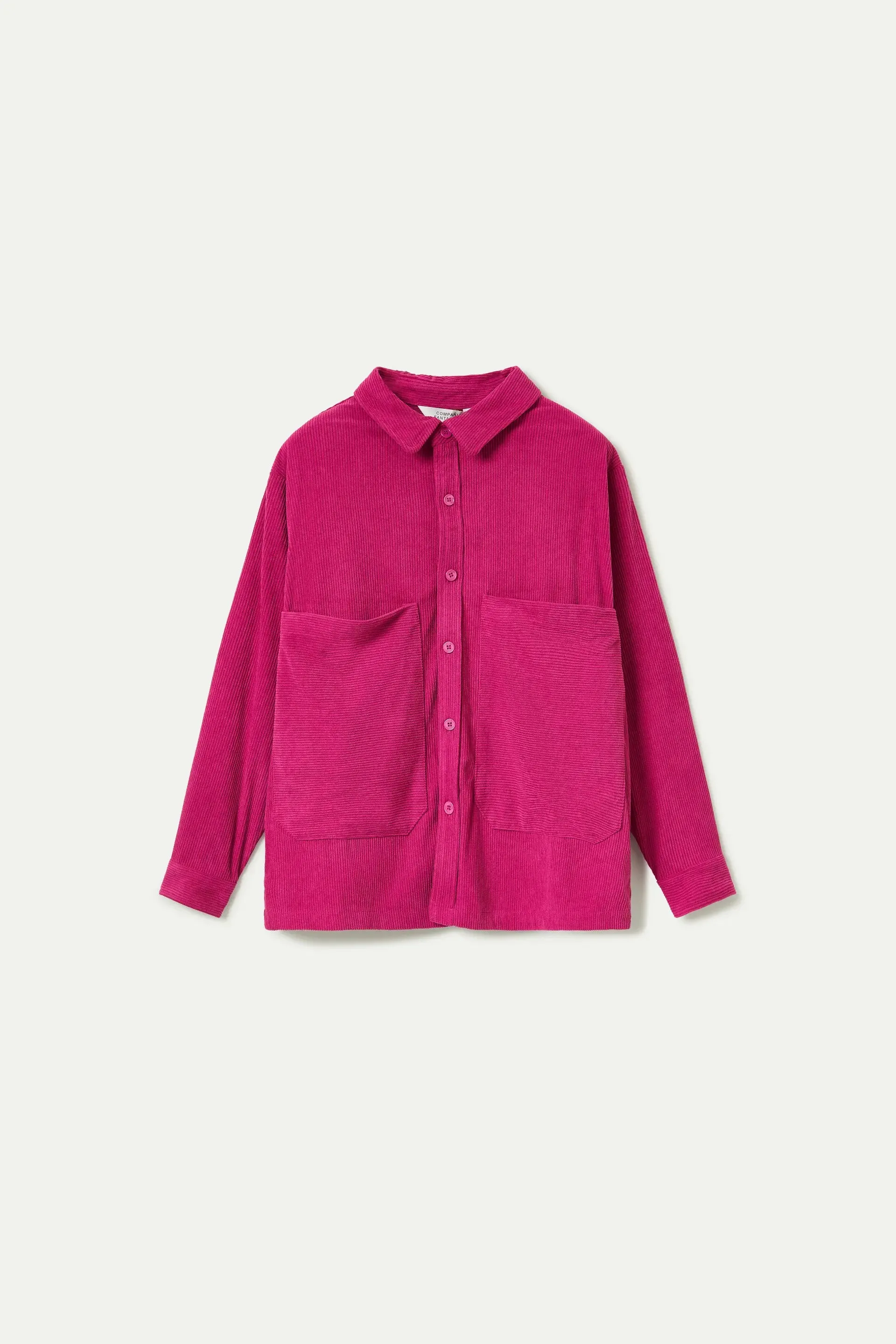 Giacca-camicia in velluto a coste fucsia