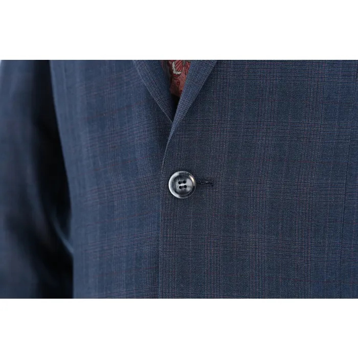 Henk ter Horst costume a quadri da uomo 2 pezzi Rosso Blu
