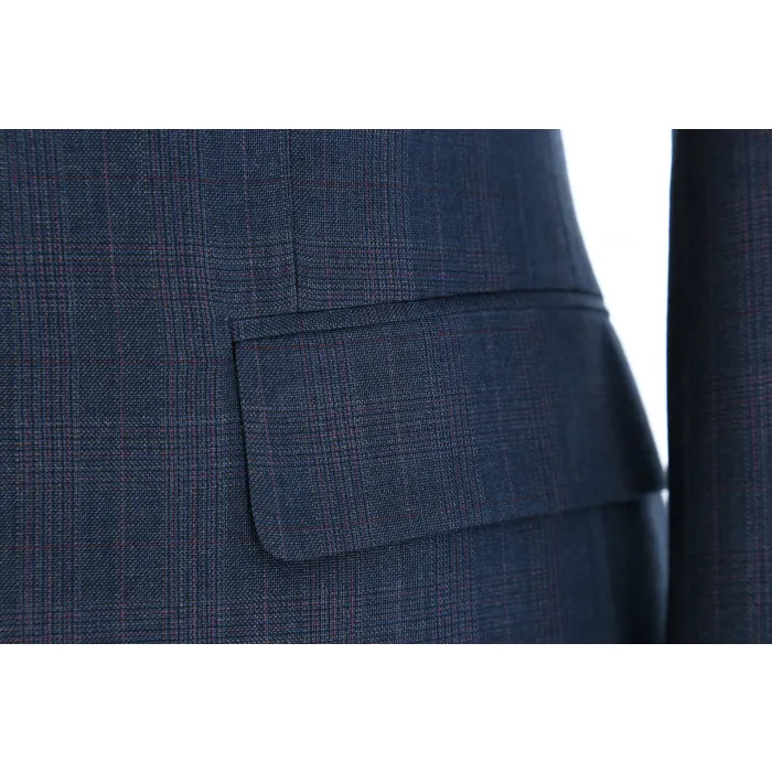 Henk ter Horst costume a quadri da uomo 2 pezzi Rosso Blu