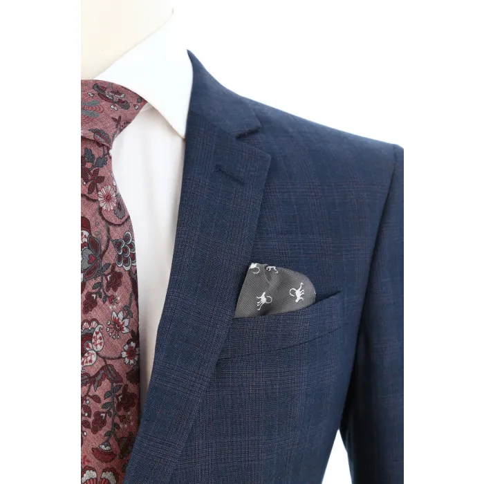 Henk ter Horst costume a quadri da uomo 2 pezzi Rosso Blu