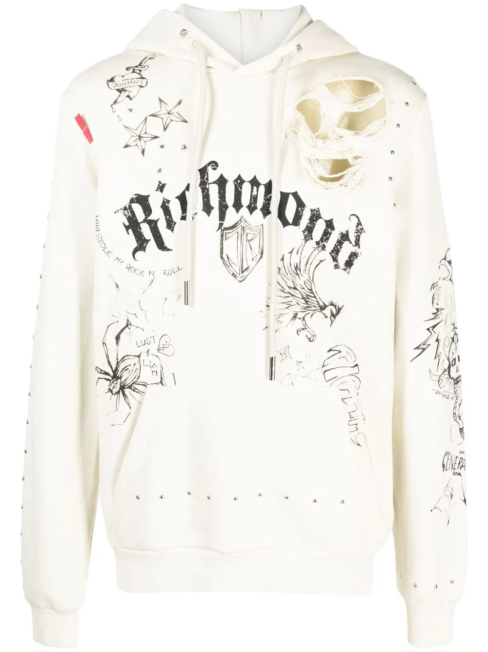hoodie bianca effetto vintage