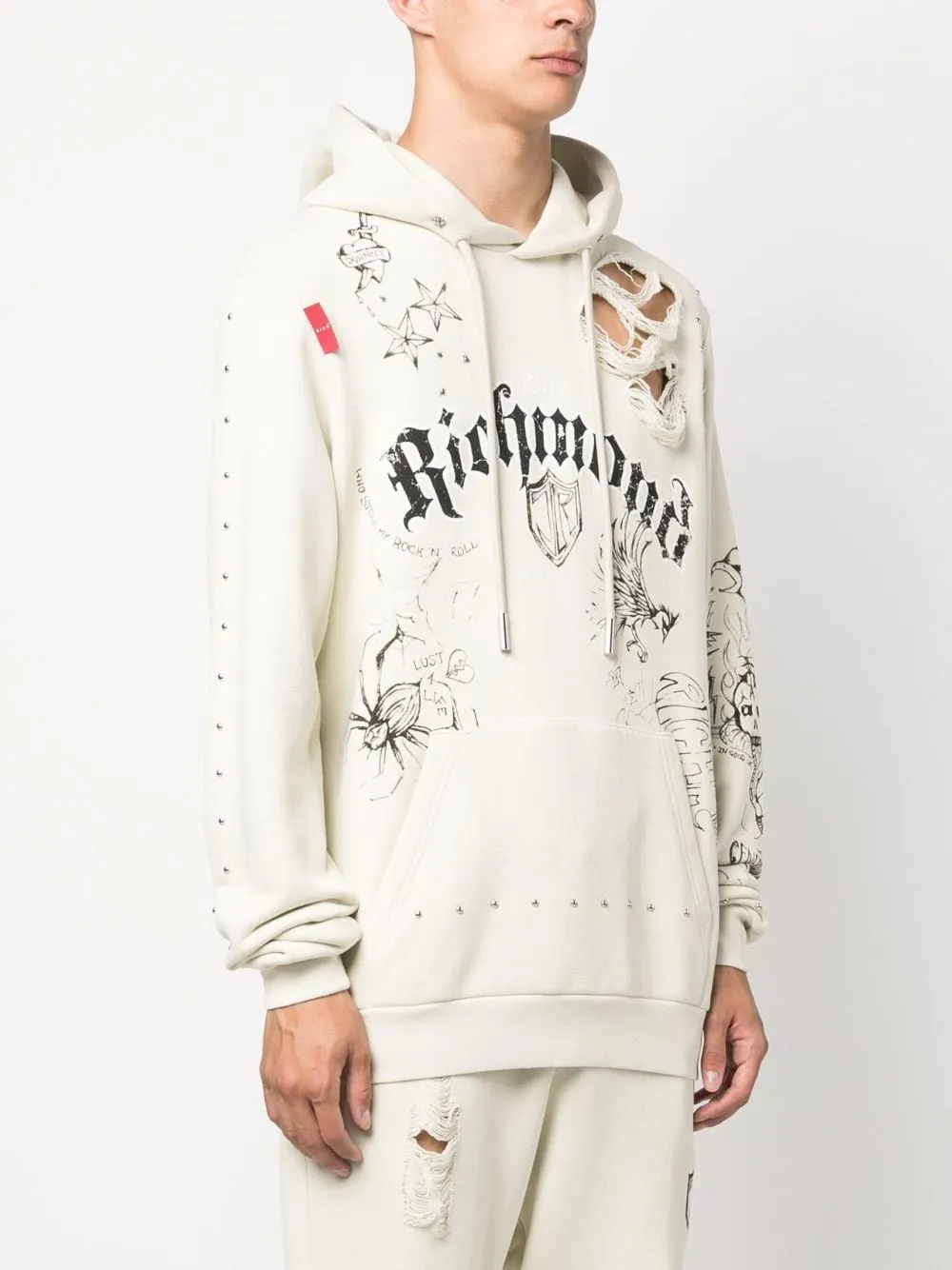 hoodie bianca effetto vintage