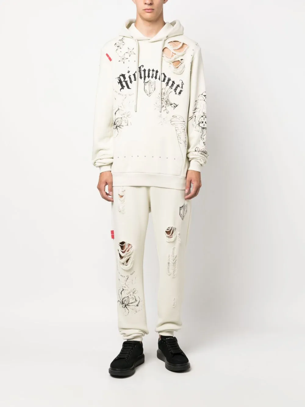 hoodie bianca effetto vintage