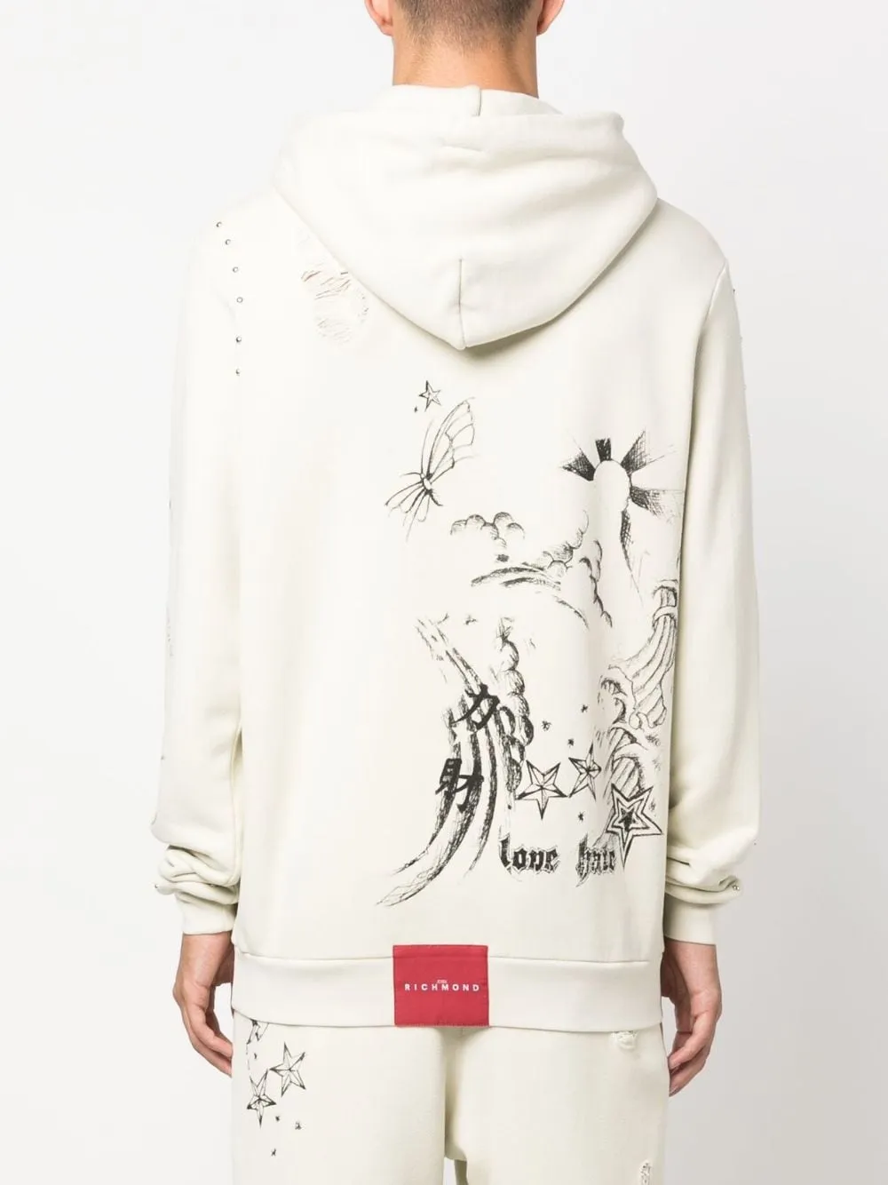 hoodie bianca effetto vintage