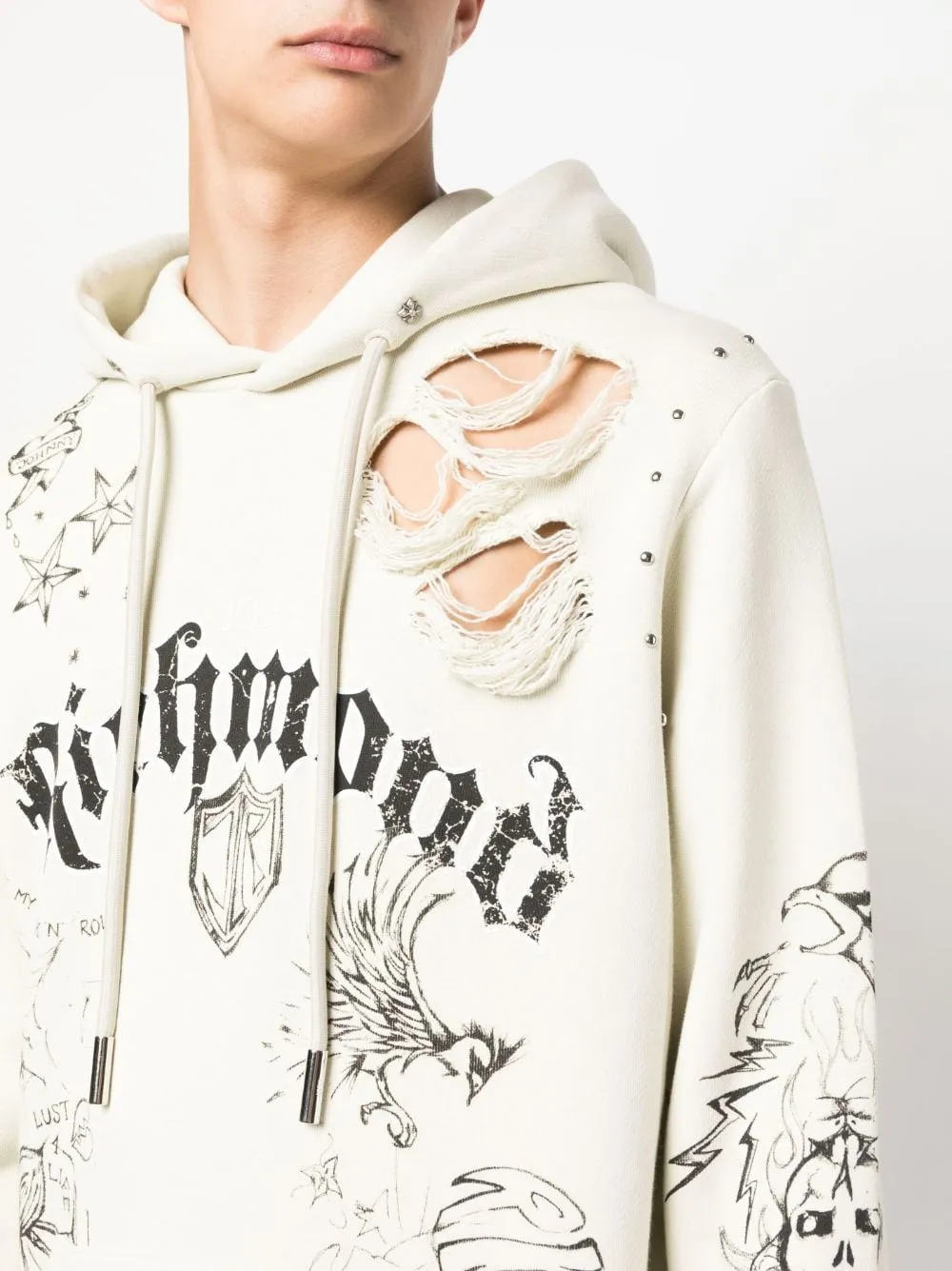 hoodie bianca effetto vintage