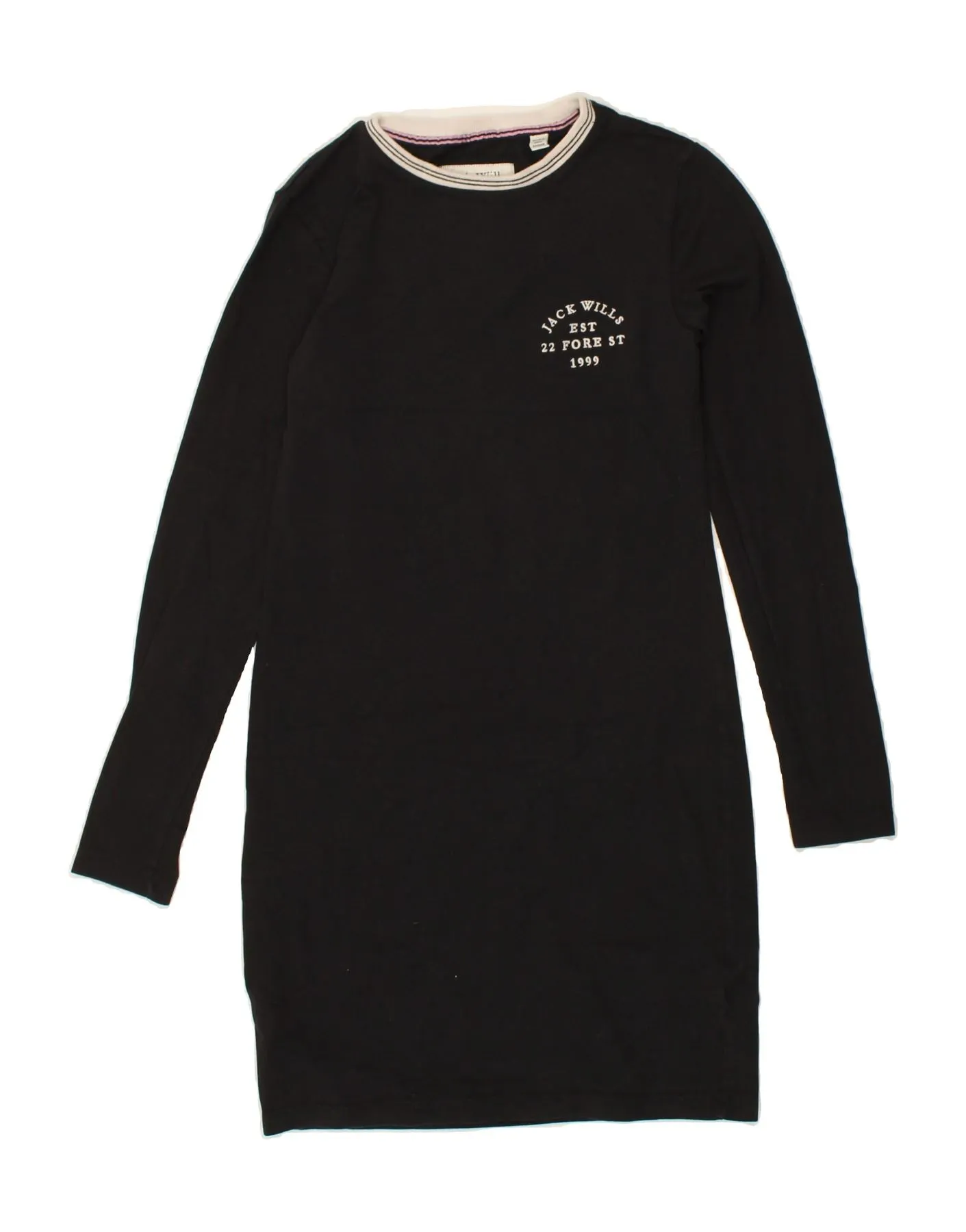 JACK WILLS Womens Long Sleeve Basic Dress UK 6 XS Black Cotton