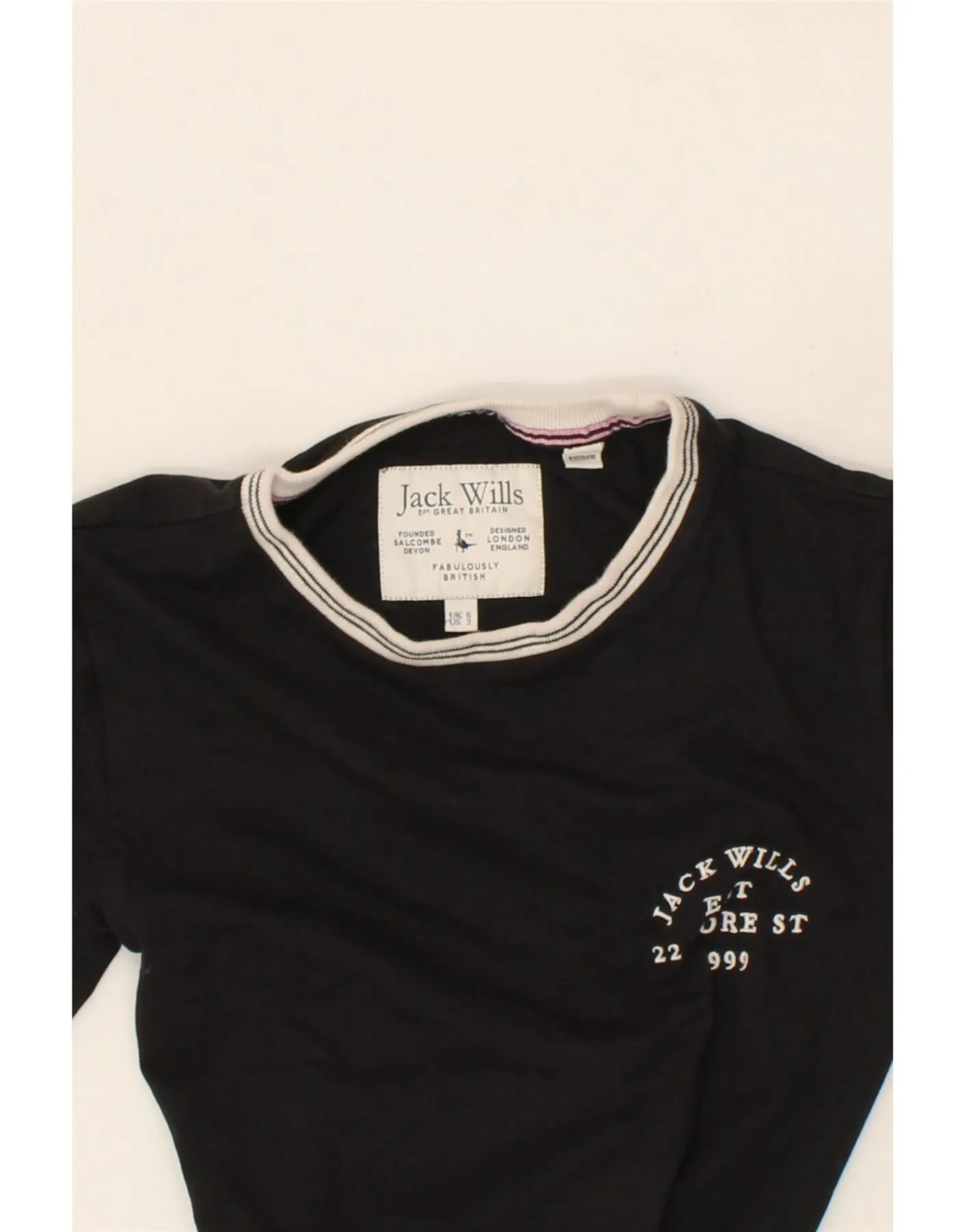 JACK WILLS Womens Long Sleeve Basic Dress UK 6 XS Black Cotton
