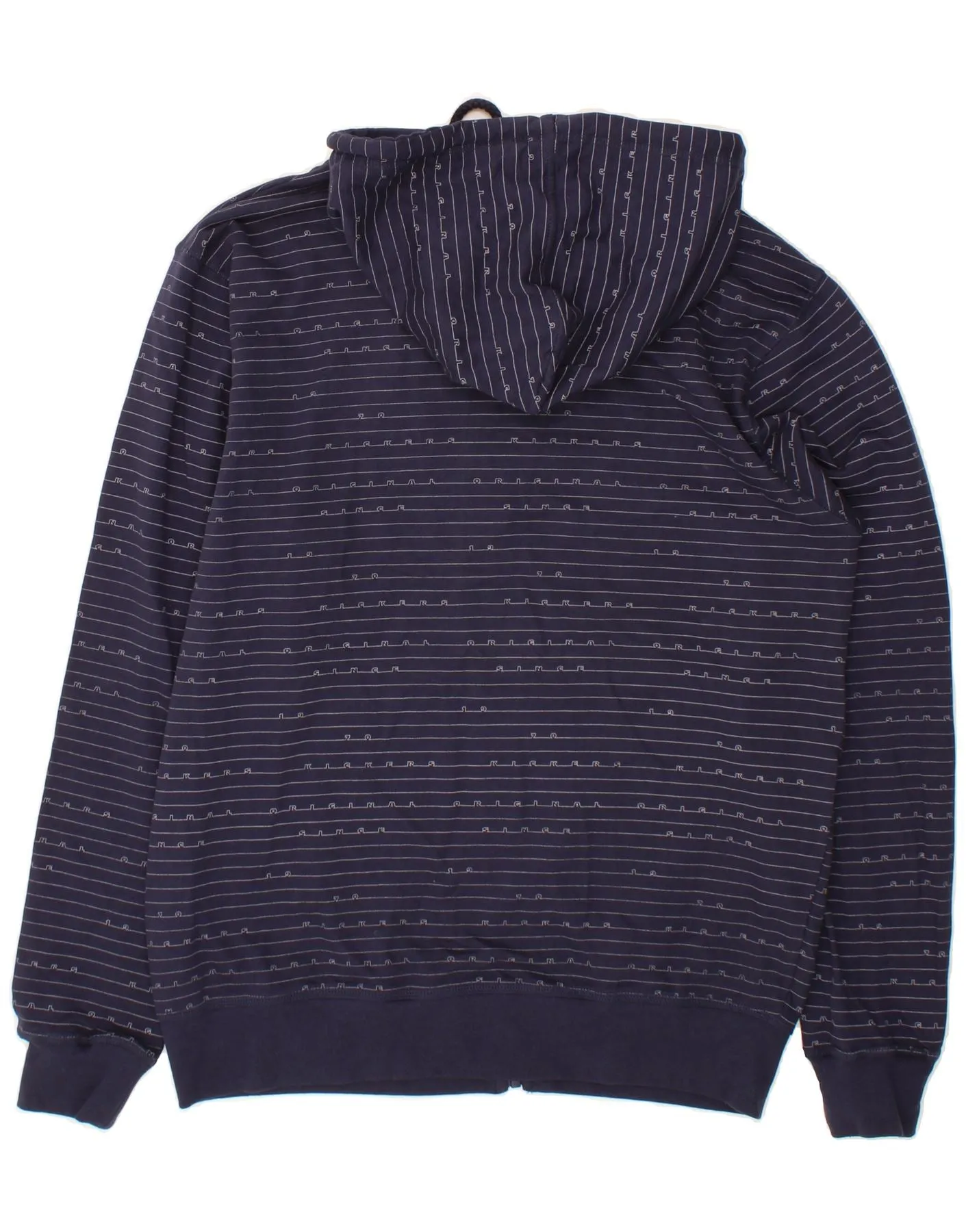 KICKERS Mens Graphic Zip Hoodie Sweater XL Navy Blue Striped Cotton