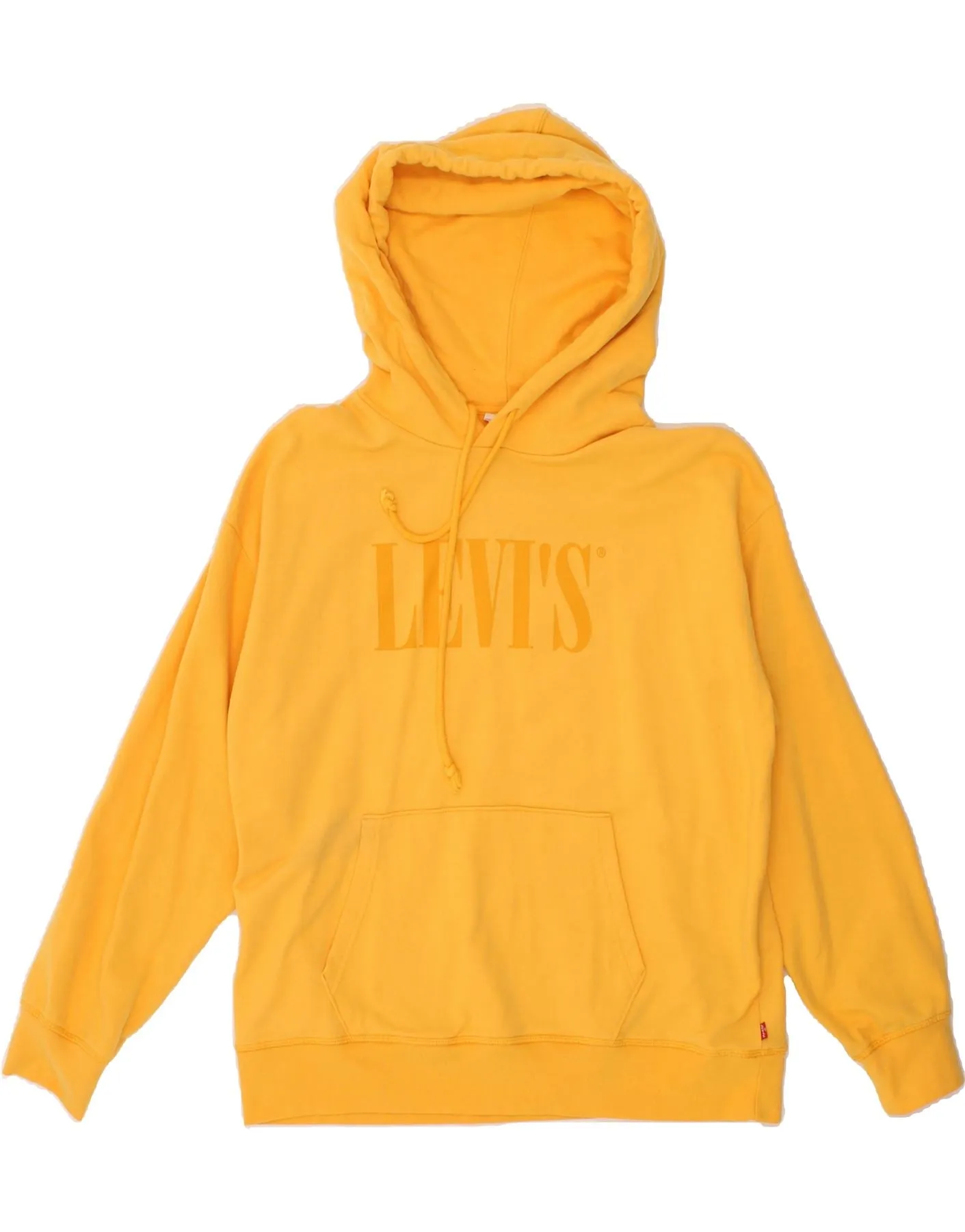 LEVI'S Mens Graphic Hoodie Jumper XL Yellow Cotton