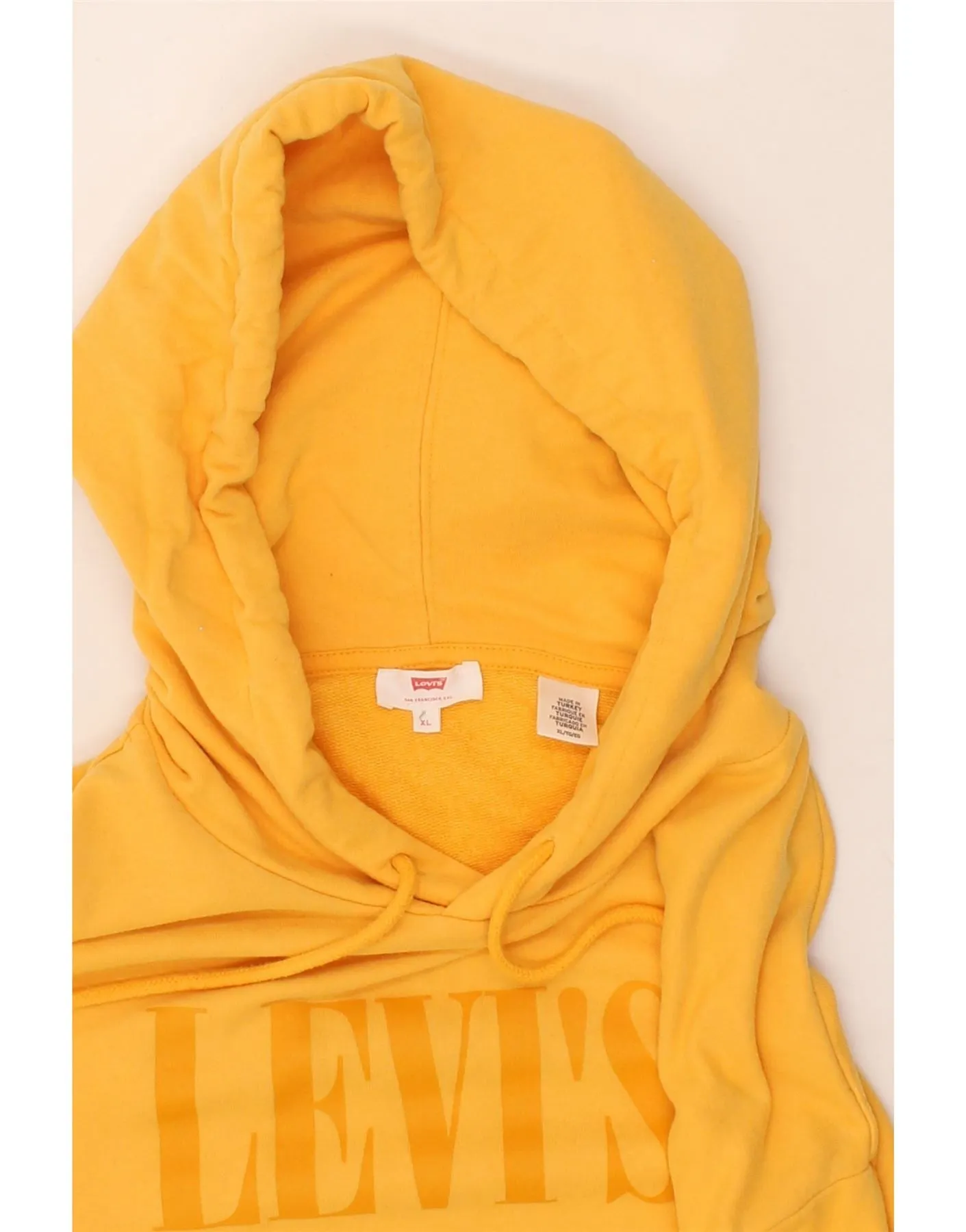LEVI'S Mens Graphic Hoodie Jumper XL Yellow Cotton