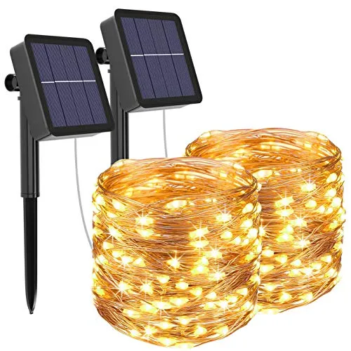 litogo [2 Pacchi] Luci Solari Esterno, 14m 120 LED Catena Luminosa Esterno Filo Luci Led 8 modalità Lucine da Esterno Decorative