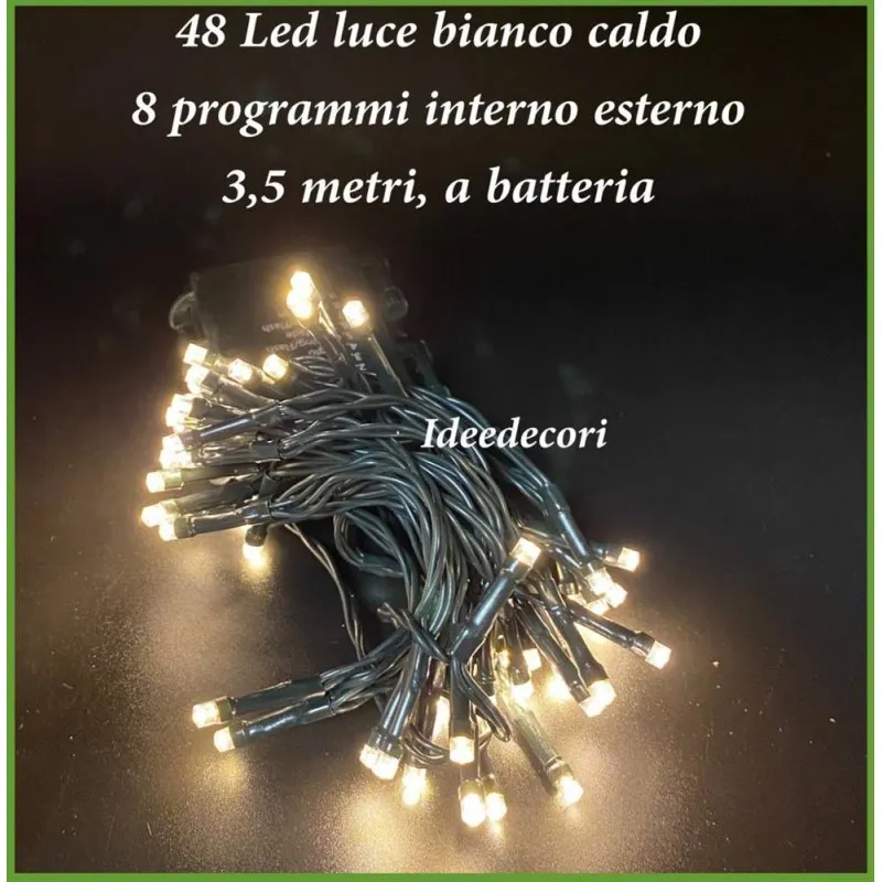 Luci per albero di Natale 48 Led bianco caldo uso esterno interno