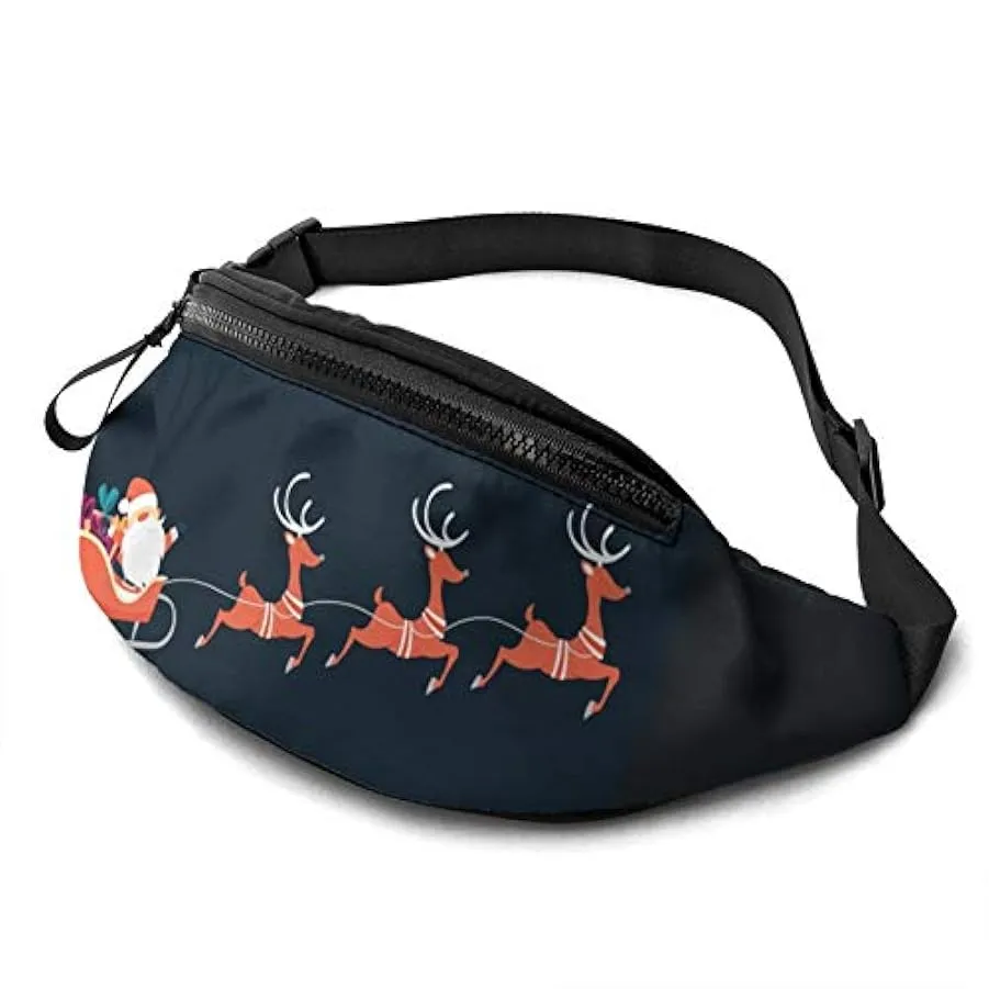 Marsupio per Uomo Donna,Buon Natale Babbo Natale Marsupio con Cintura Tasca a Tracolla Regolabile Borsa a Tracolla Borsa sul Pet