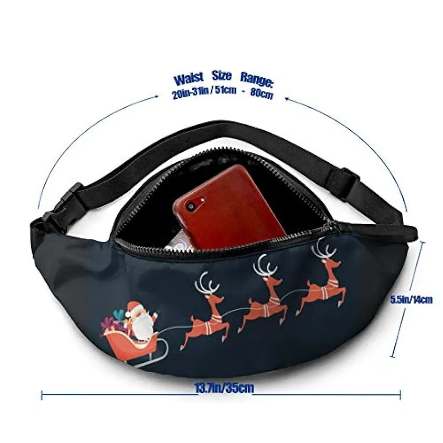 Marsupio per Uomo Donna,Buon Natale Babbo Natale Marsupio con Cintura Tasca a Tracolla Regolabile Borsa a Tracolla Borsa sul Pet