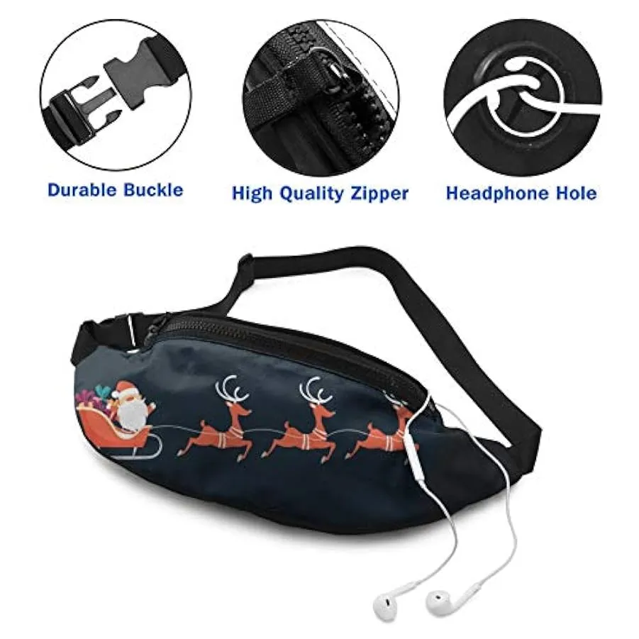 Marsupio per Uomo Donna,Buon Natale Babbo Natale Marsupio con Cintura Tasca a Tracolla Regolabile Borsa a Tracolla Borsa sul Pet