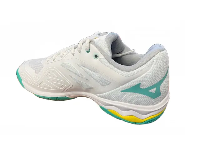 Mizuno Wave Exceed Light AC tennis shoe 61GA221923 white-turquoise-high visibility 