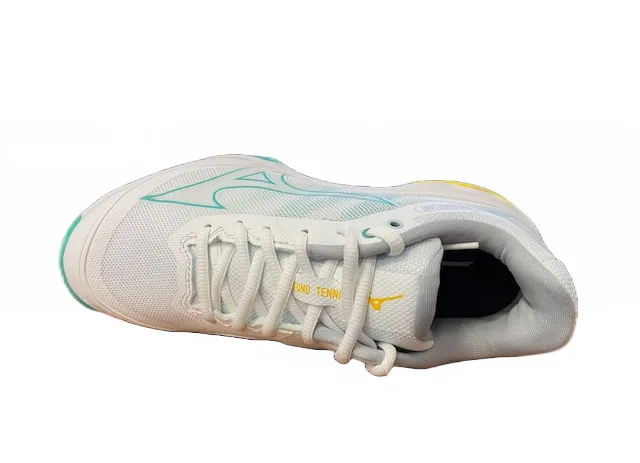 Mizuno Wave Exceed Light AC tennis shoe 61GA221923 white-turquoise-high visibility 