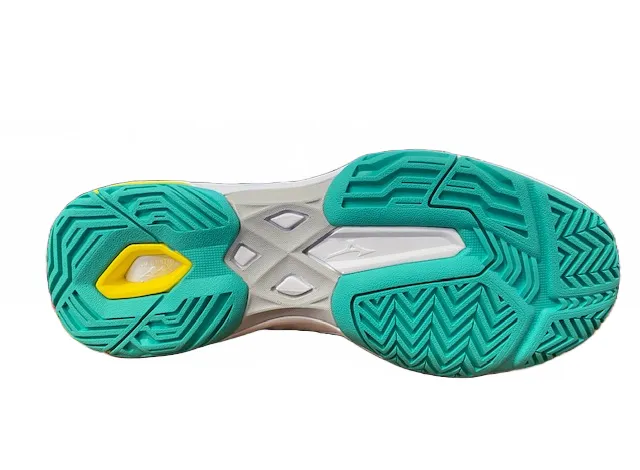 Mizuno Wave Exceed Light AC tennis shoe 61GA221923 white-turquoise-high visibility 