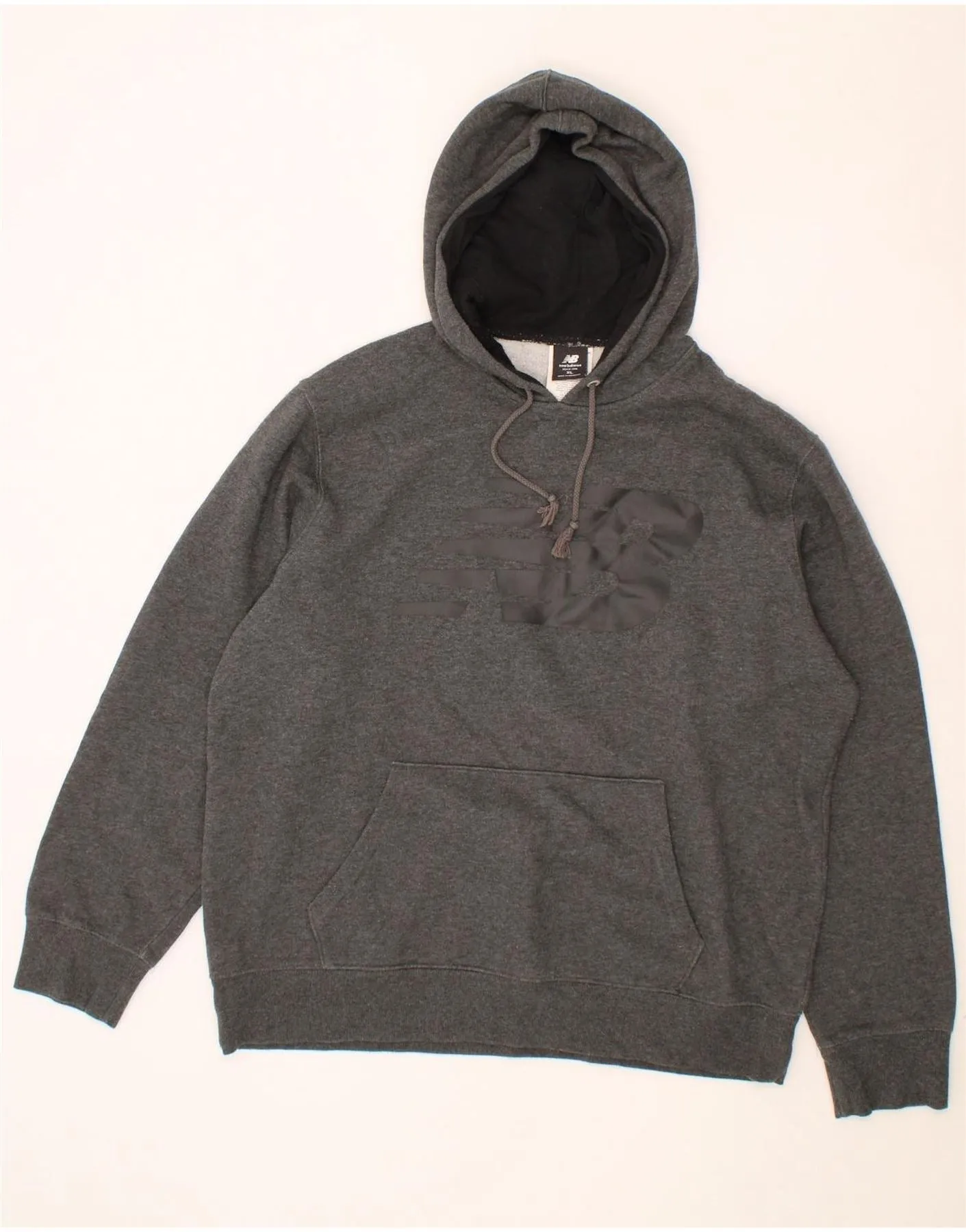 NEW BALANCE Mens Graphic Hoodie Jumper XL Grey Cotton
