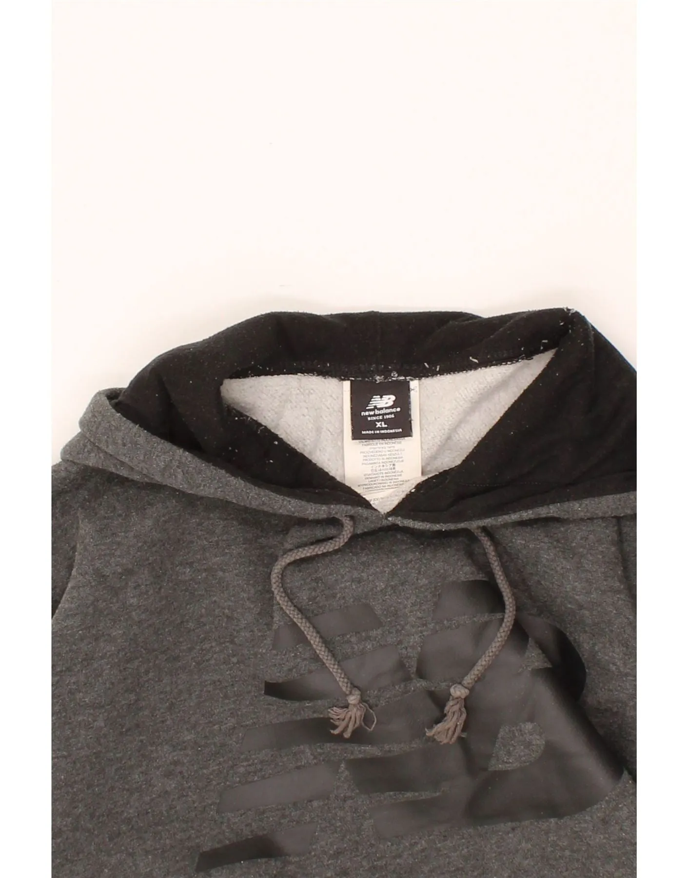 NEW BALANCE Mens Graphic Hoodie Jumper XL Grey Cotton