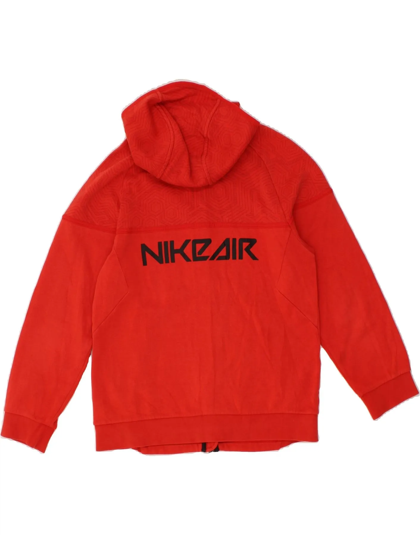 NIKE Boys Graphic Zip Hoodie Sweater 12-13 Years Large Red Geometric