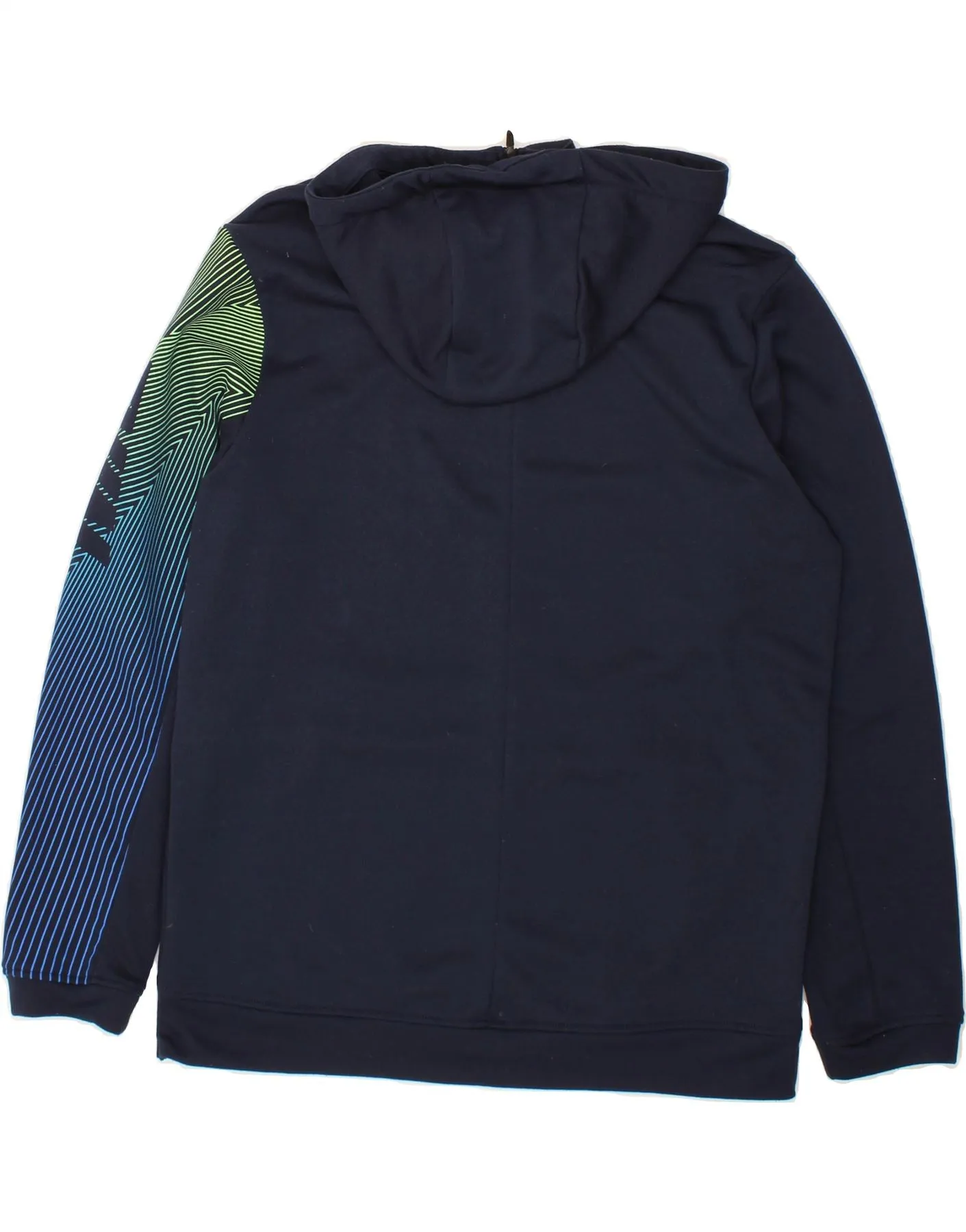 NIKE Mens Dri Fit Graphic Hoodie Jumper Medium Navy Blue Colourblock