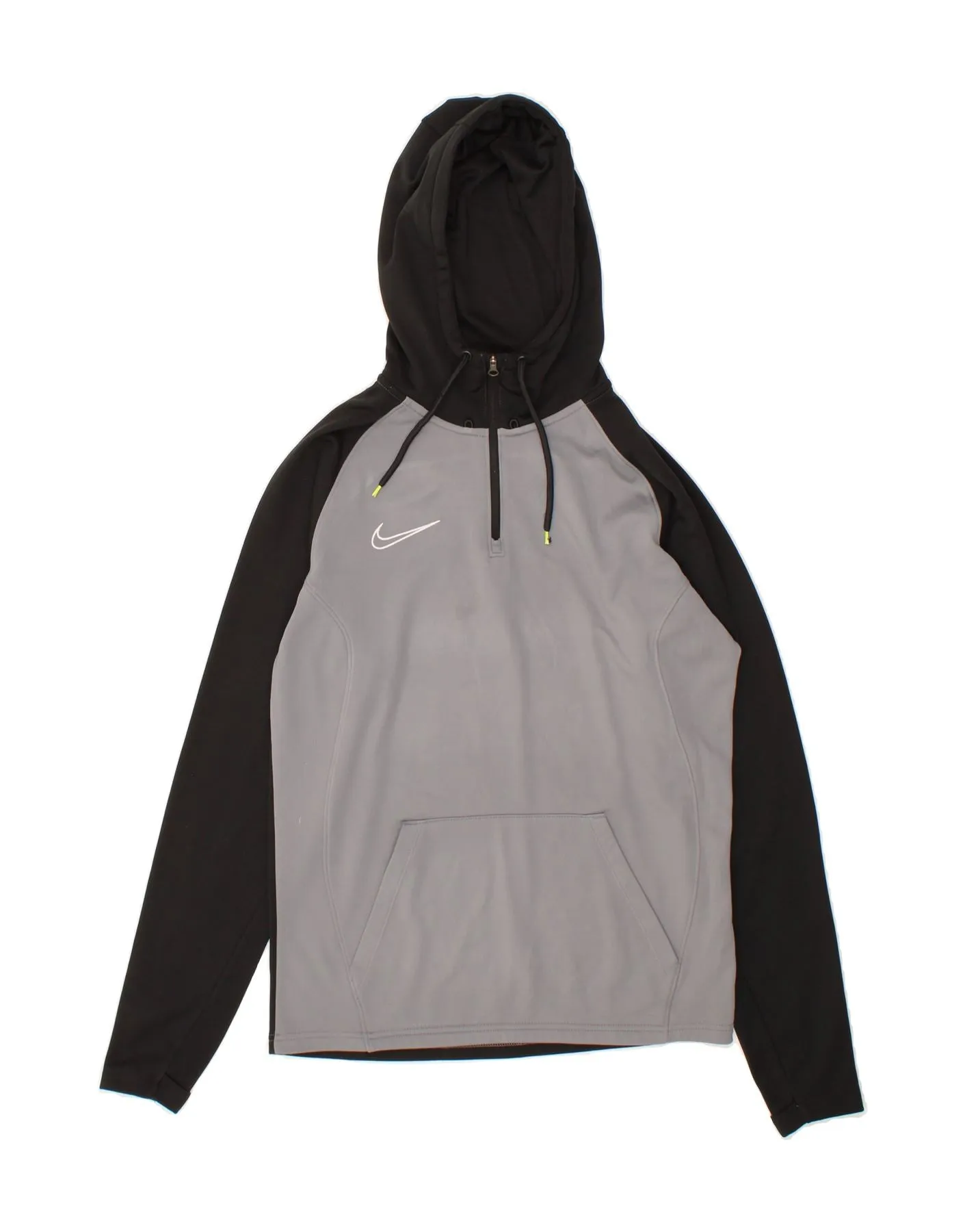 NIKE Mens Dri Fit Zip Neck Hoodie Jumper XS Grey Colourblock Polyester