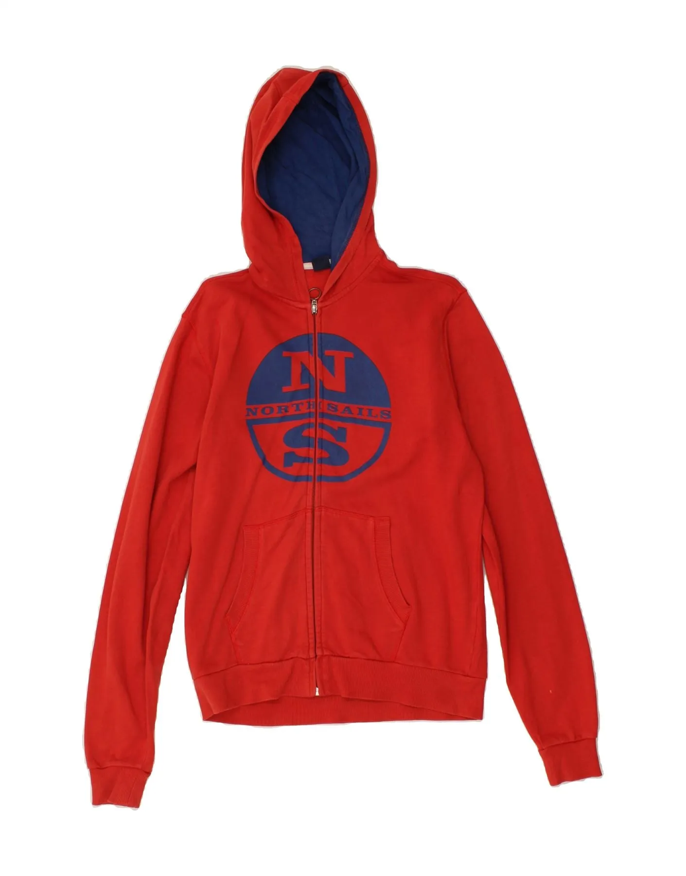 NORTH SAILS Boys Graphic Zip Hoodie Sweater 13-14 Years Red Cotton