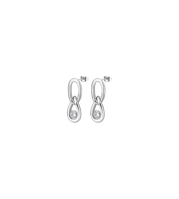 Orecchini Donna Gioielli Brosway Ribbon in acciaio pendenti catena e cristalli bbn41