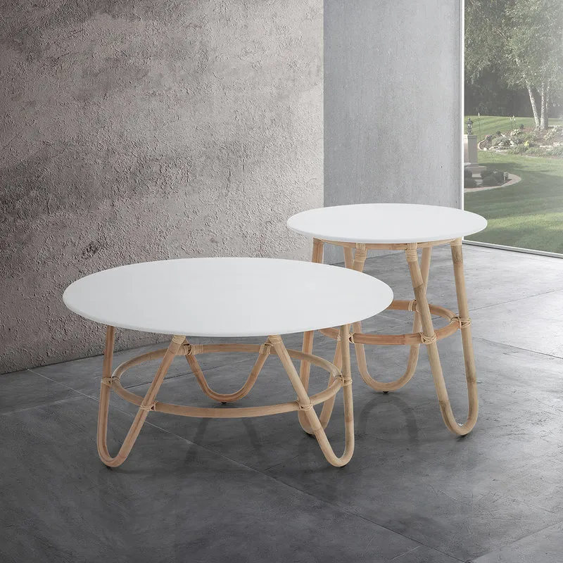 OresteLuchetta Tavolino basso KOS, bianco/beige