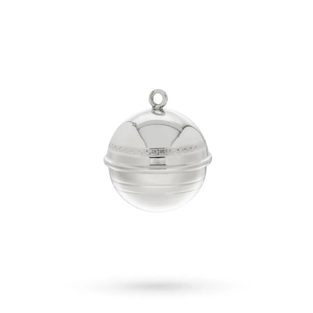 Pallina per albero di Natale decoro greco in argento diametro 4cm