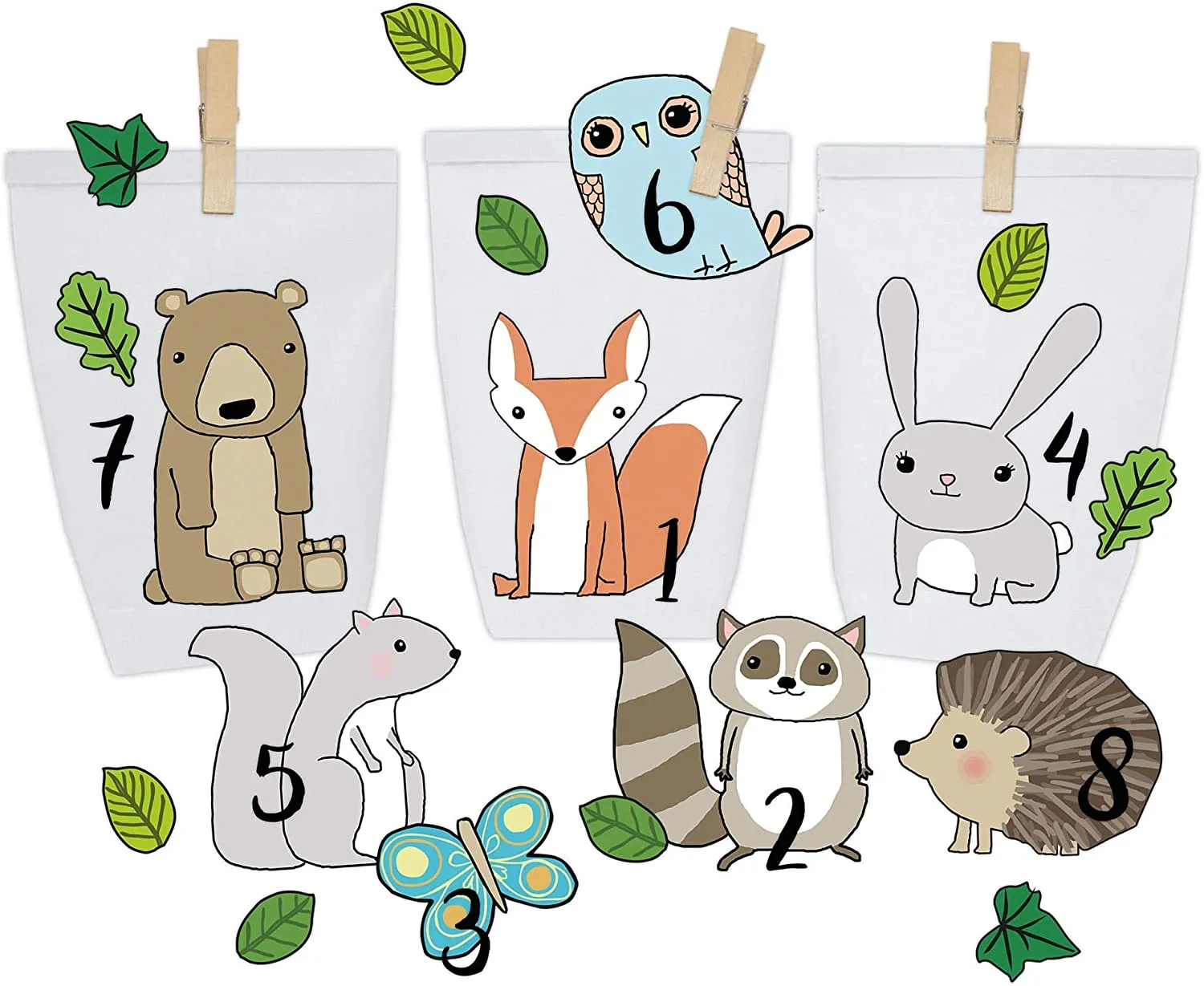 PaPIerDraCHeN DIY Calendario dell'avvento Set di Carta Kraft - Pinguini da attaccare - con 24 Sacchetti di Carta Marrone da riem