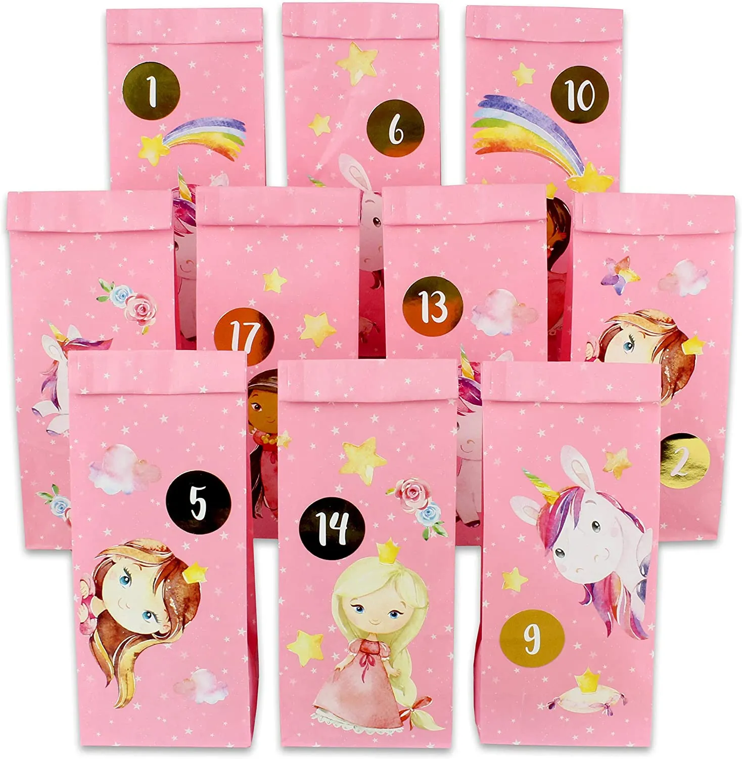 PaPIerDraCHeN DIY Calendario dell'avvento Set di Carta Kraft - Pinguini da attaccare - con 24 Sacchetti di Carta Marrone da riem