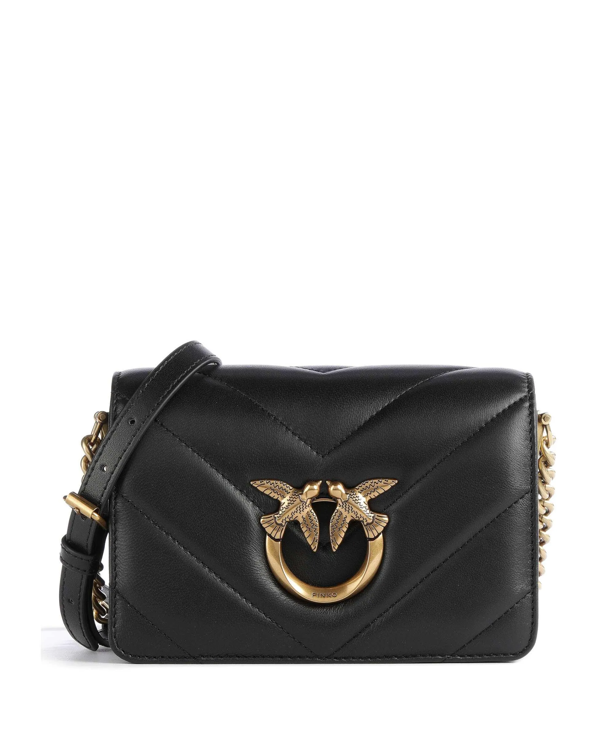  Pinko Love Click Mini Borsa a tracolla pelle di pecora nero  