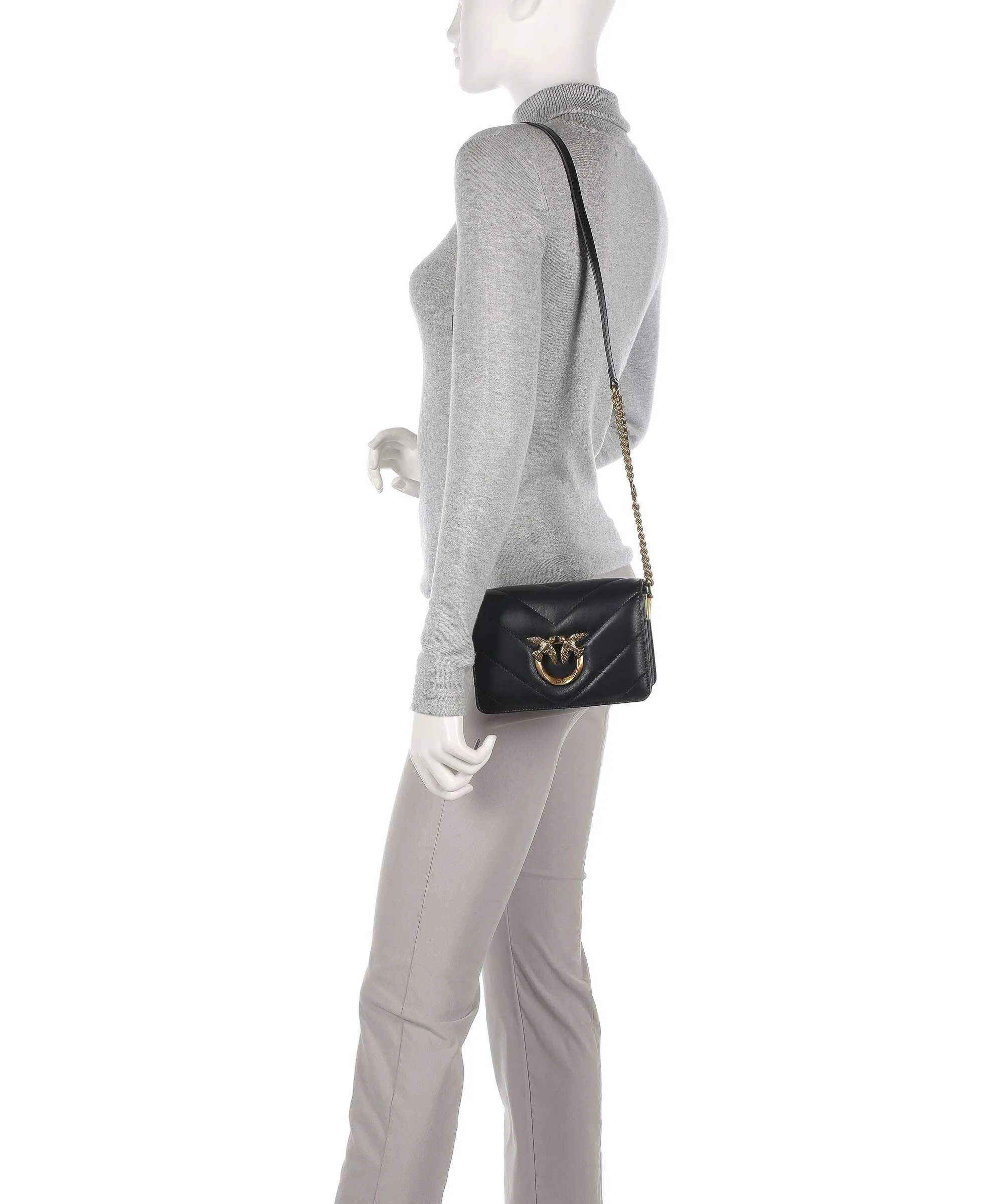  Pinko Love Click Mini Borsa a tracolla pelle di pecora nero  