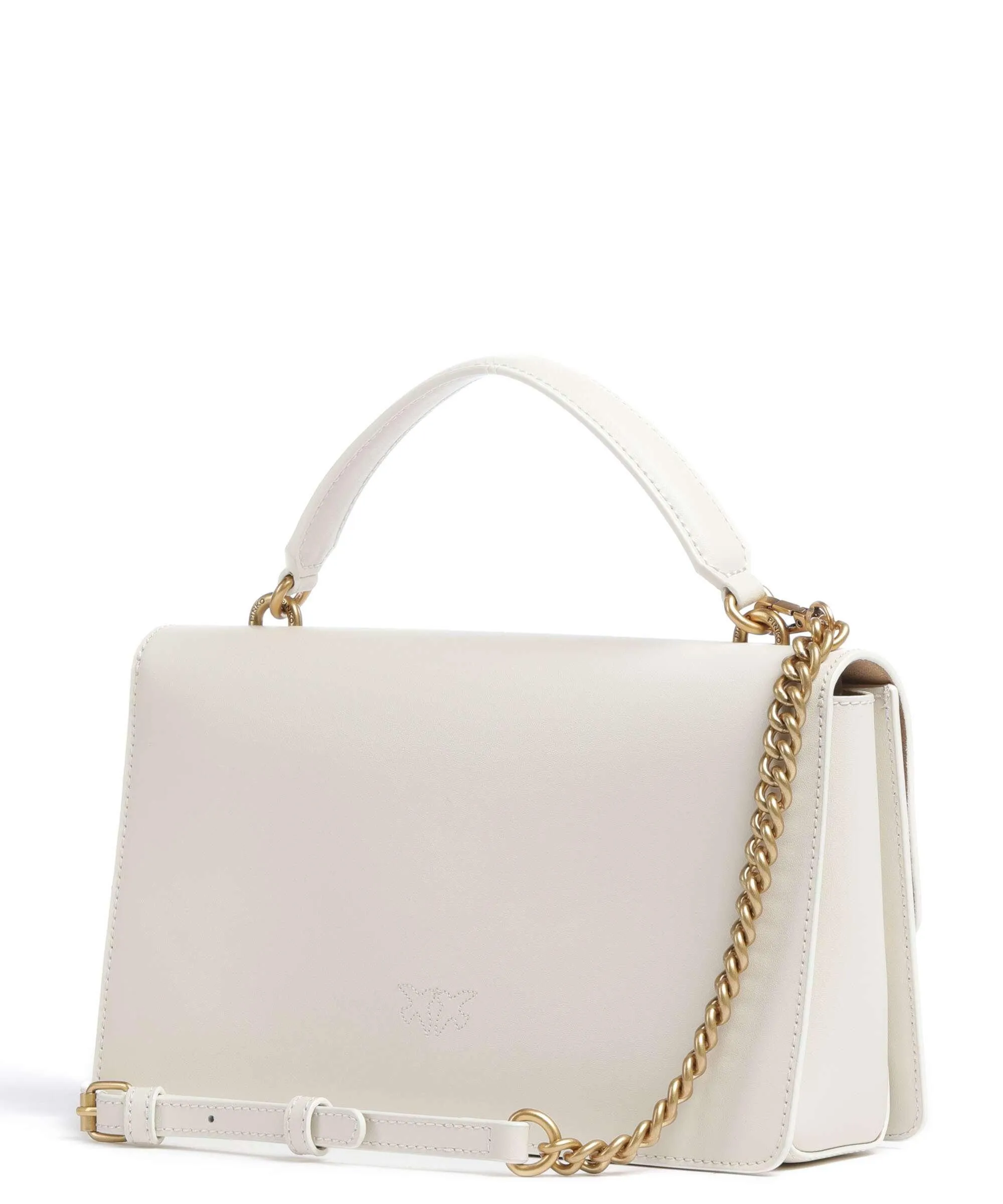  Pinko Love One Classic Borsa a mano pelle di vacchetta finemente grana avorio  