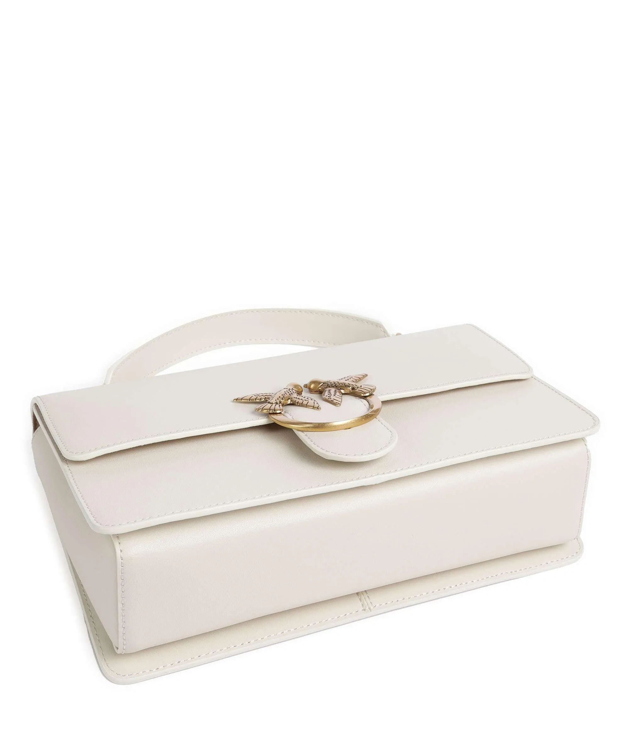  Pinko Love One Classic Borsa a mano pelle di vacchetta finemente grana avorio  