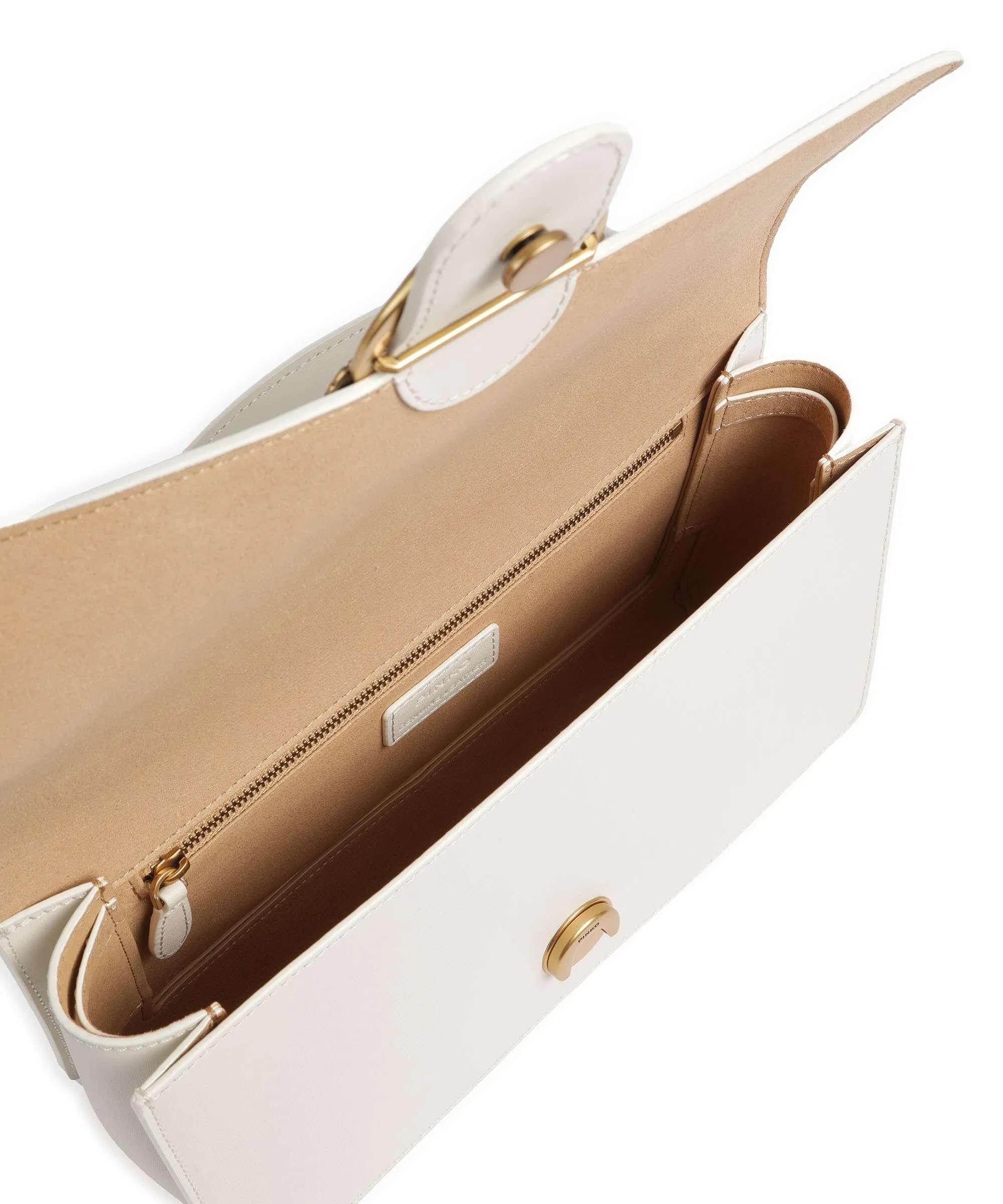  Pinko Love One Classic Borsa a mano pelle di vacchetta finemente grana avorio  